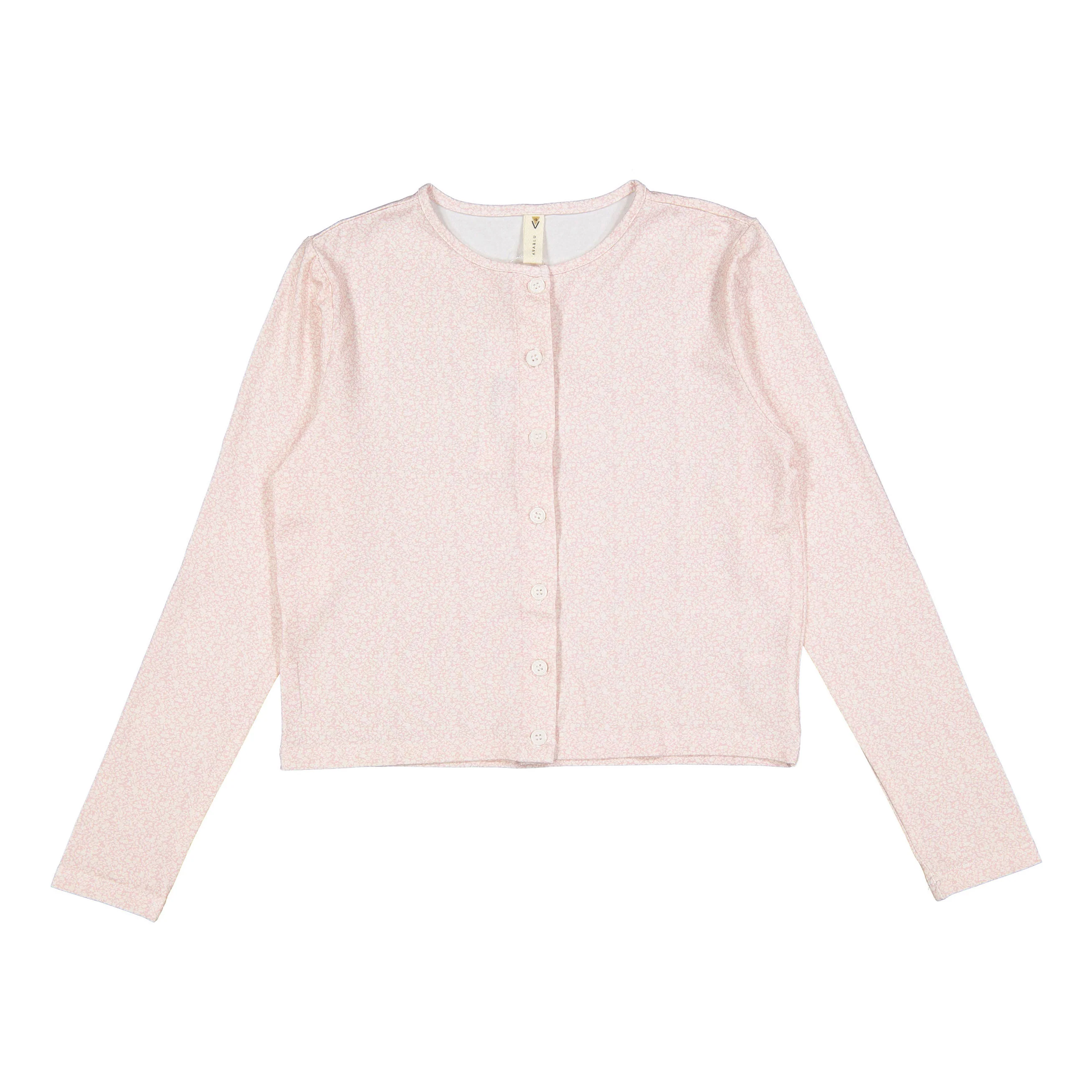 Ava and Lu Pink Tiny Bud Cardigan + Tank Set - Image 2