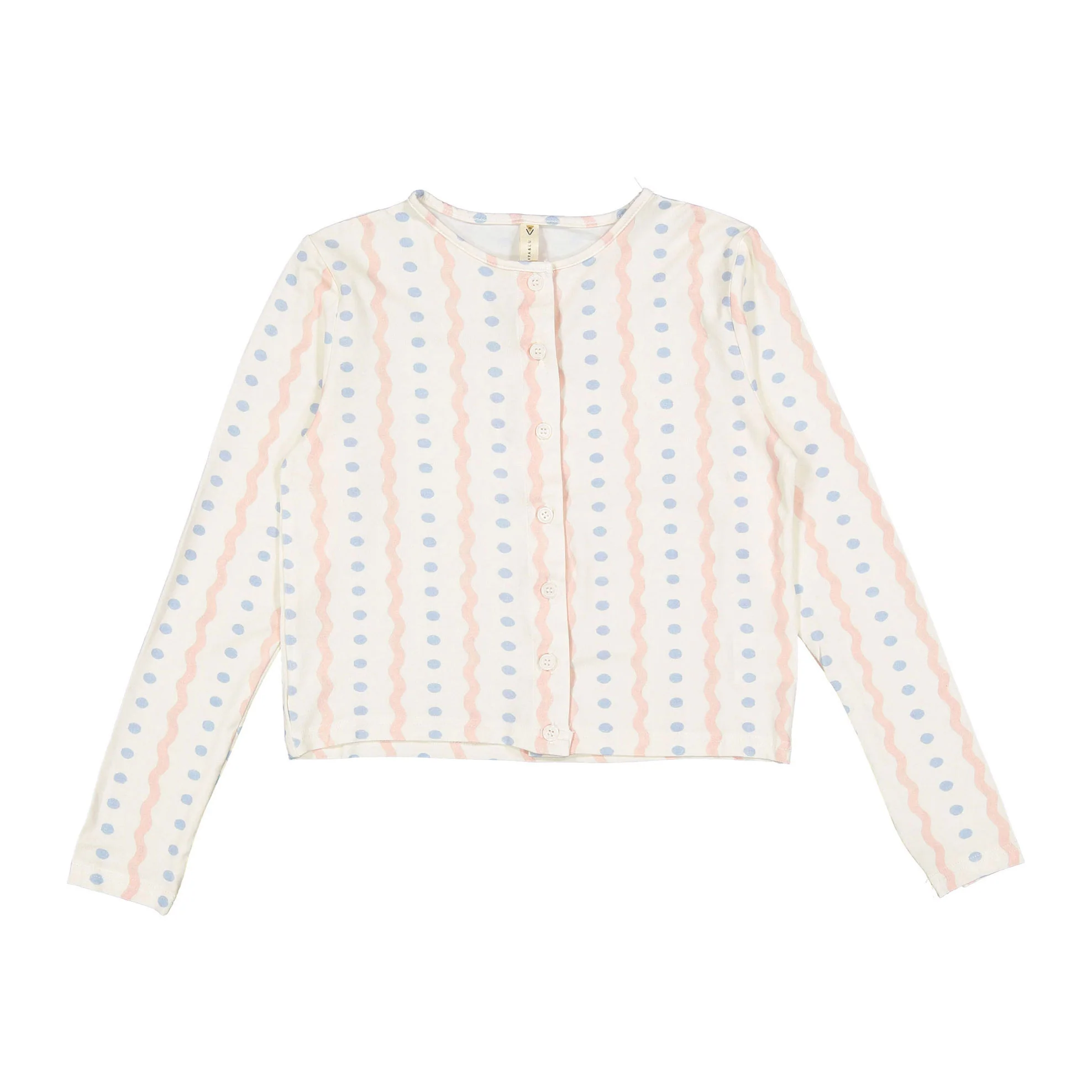 Ava and Lu Cream Polka Dot Striped T-Shirt Cardigan