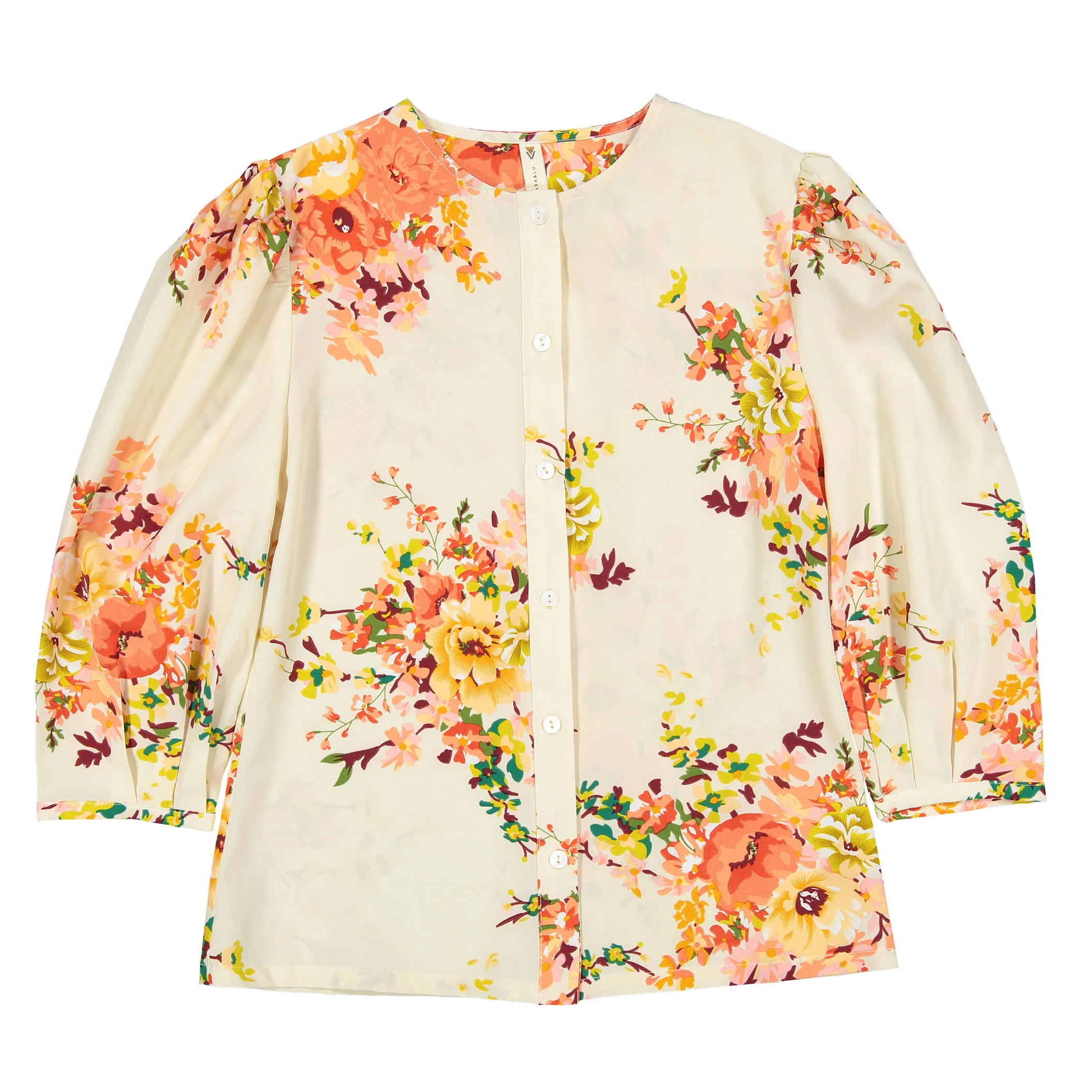 Ava and Lu Coral Flowers Blouse