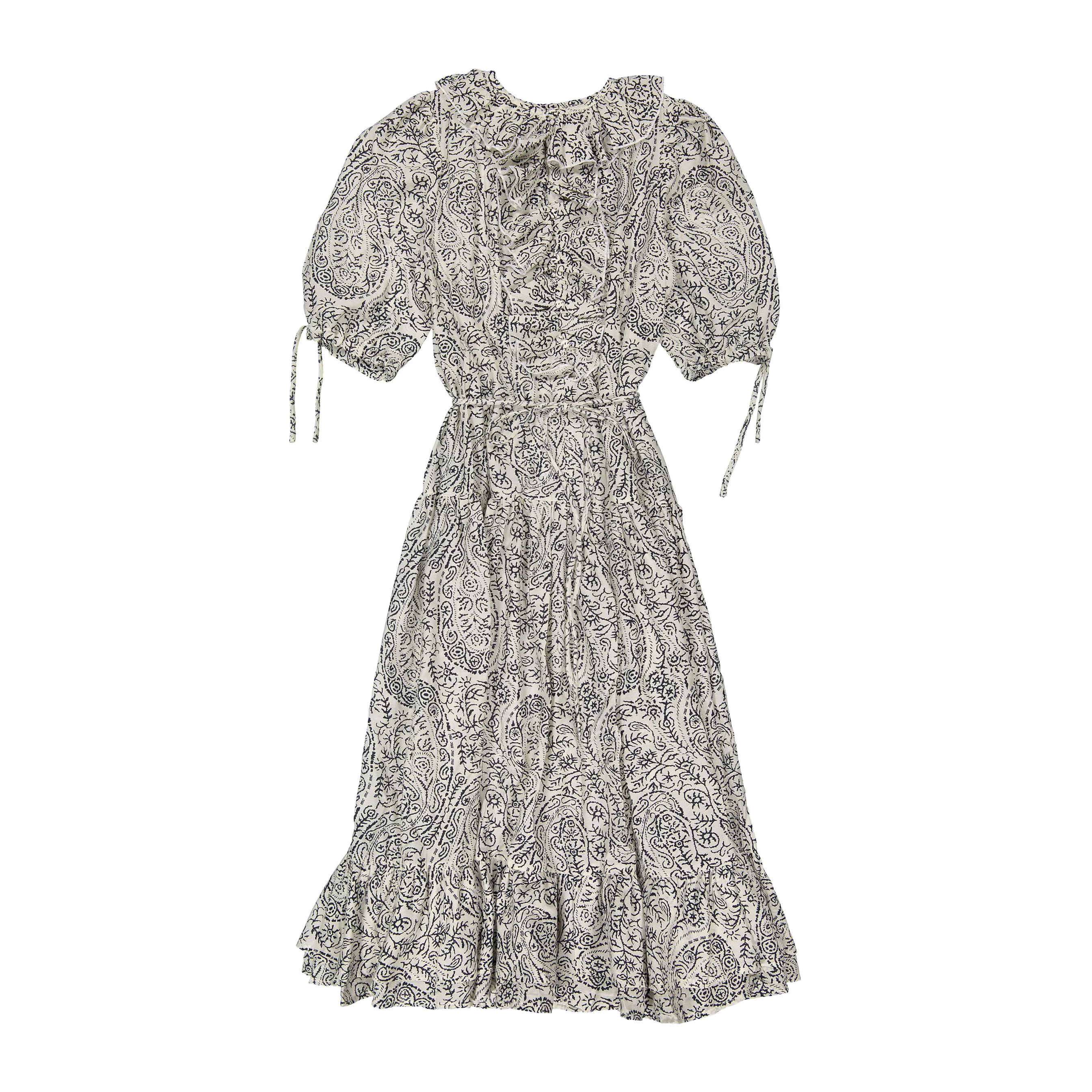 Ava and Lu Cream Printed Tied Dress