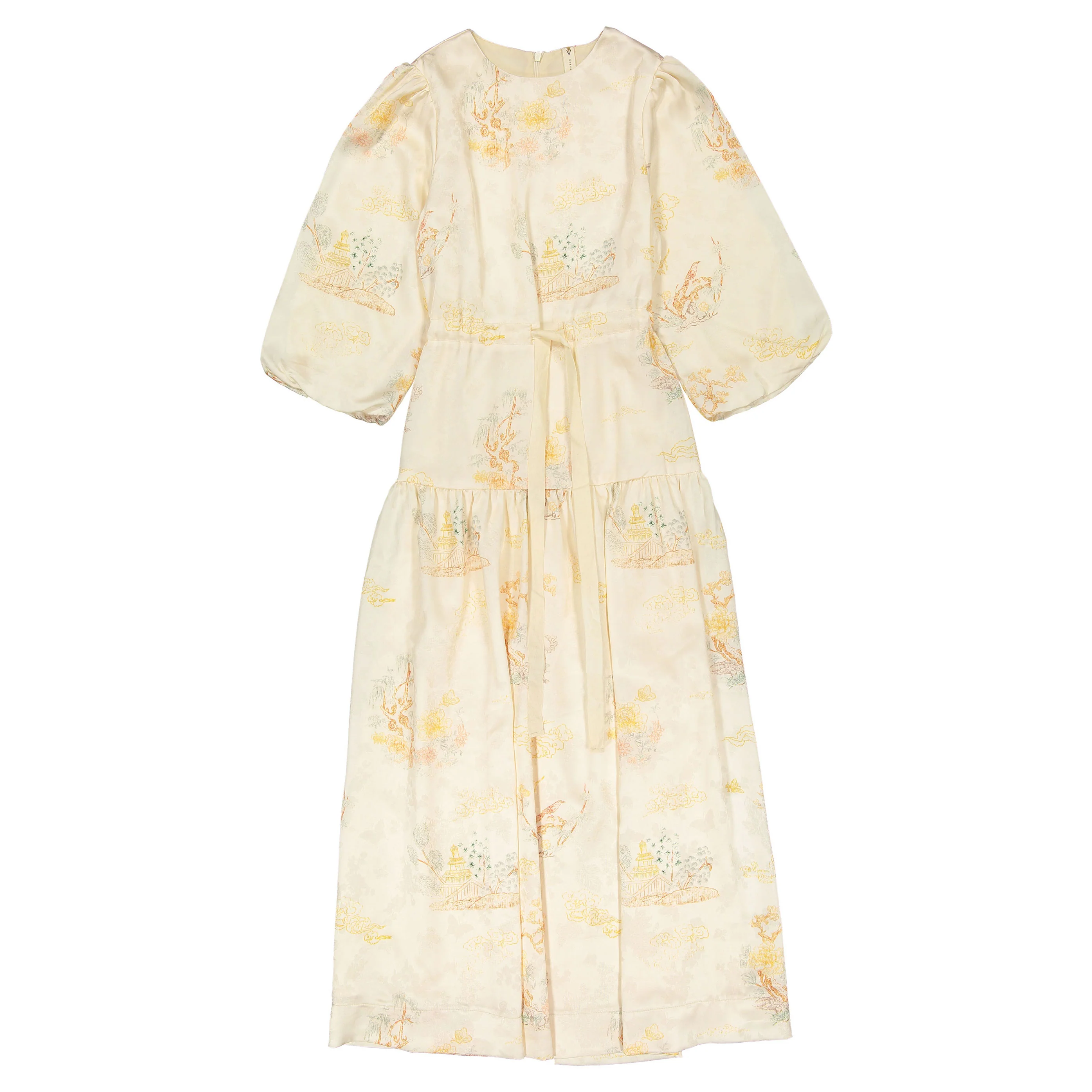 Ava and Lu Cream Silky Designed Maxi Dress