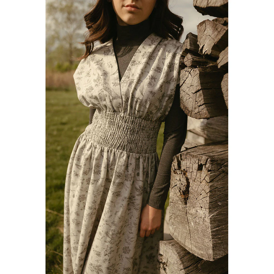 Ava and Lu Light Grey Butterfly Floral Dress - Image 3