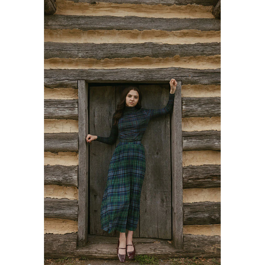 Ava and Lu Navy Plaid Turtleneck - Image 2
