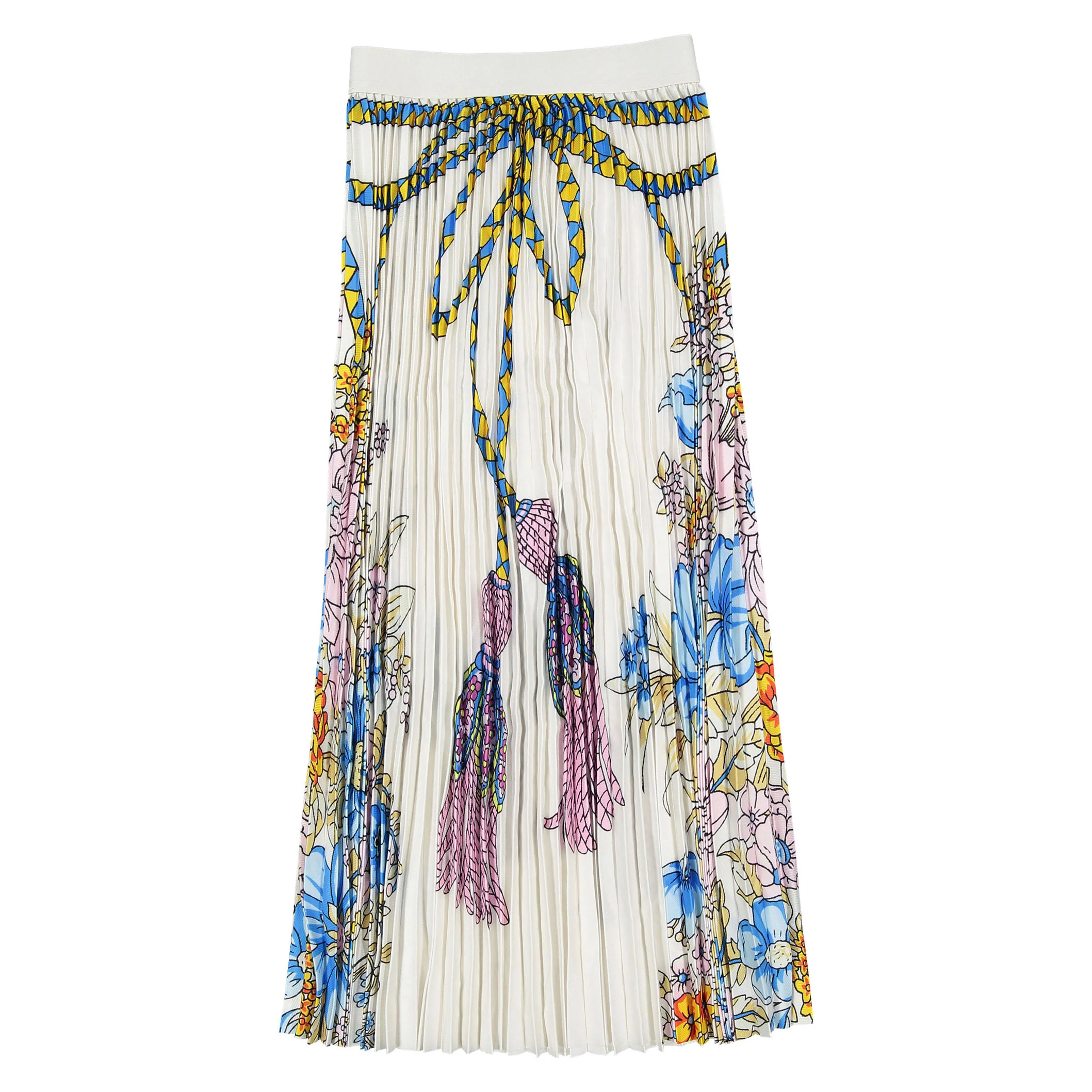 Ava and Lu Off White Rope Design Pleated Skirt