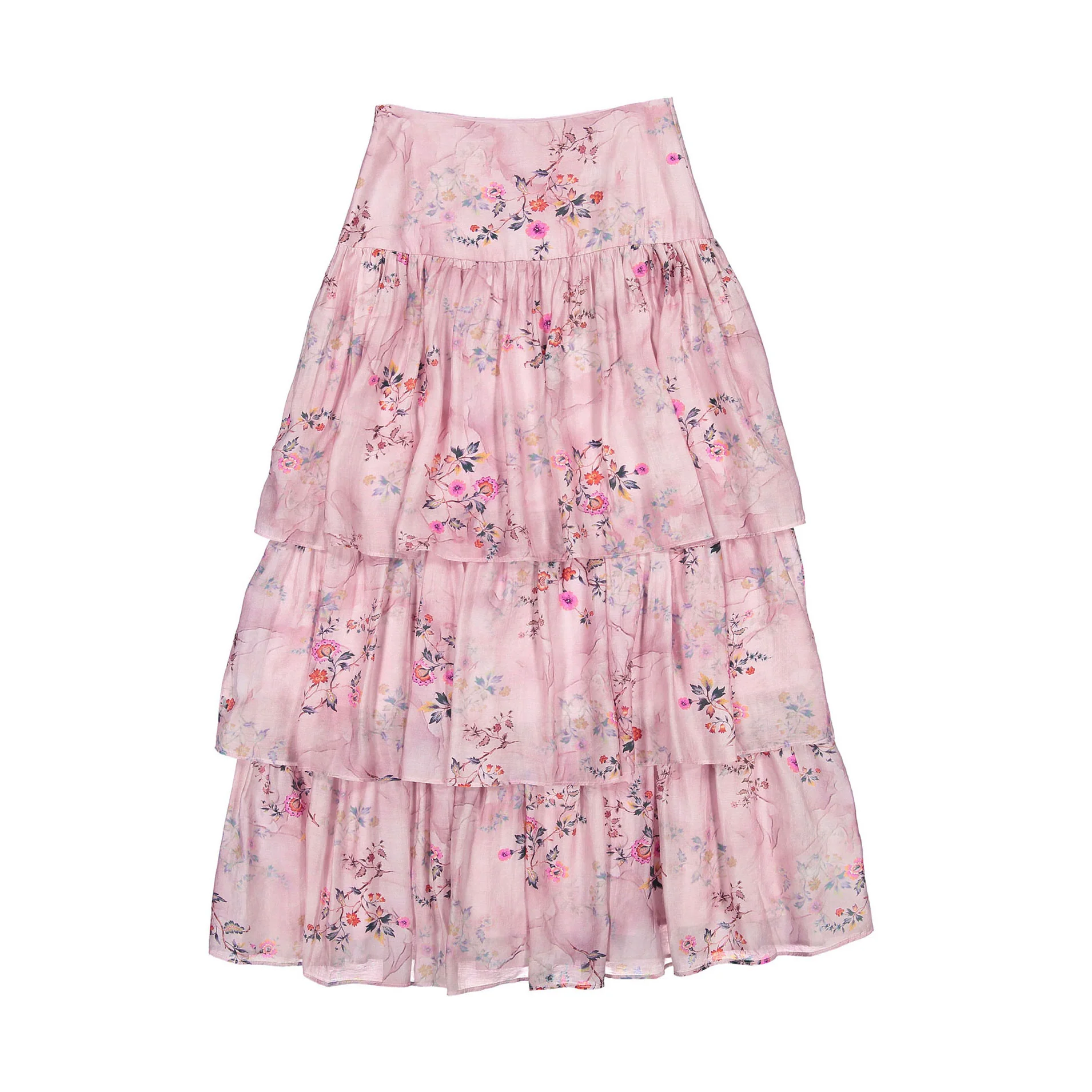 Ava and Lu Pink Floral Maxi Skirt