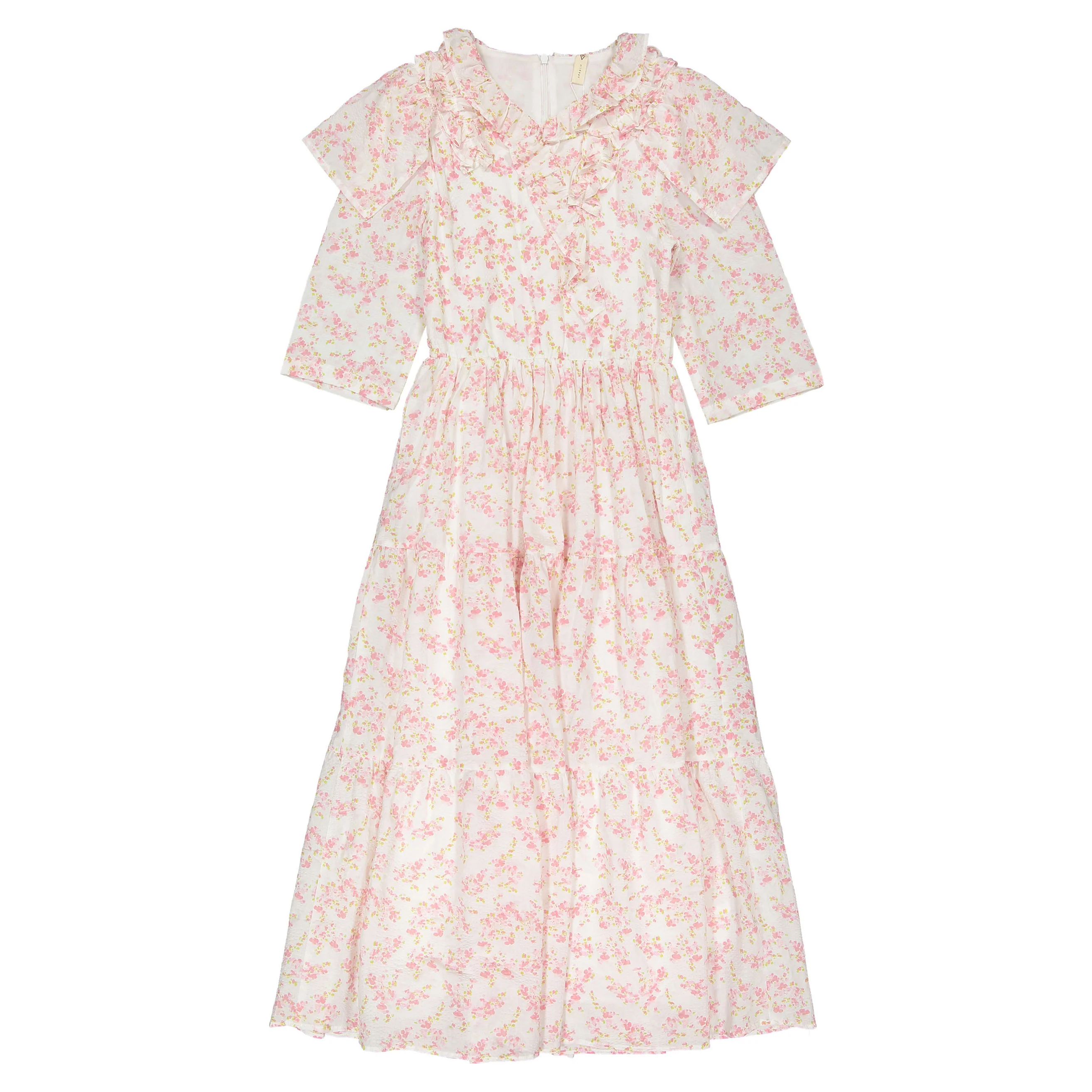 Ava and Lu Pink Painted Floral Maxi Dress