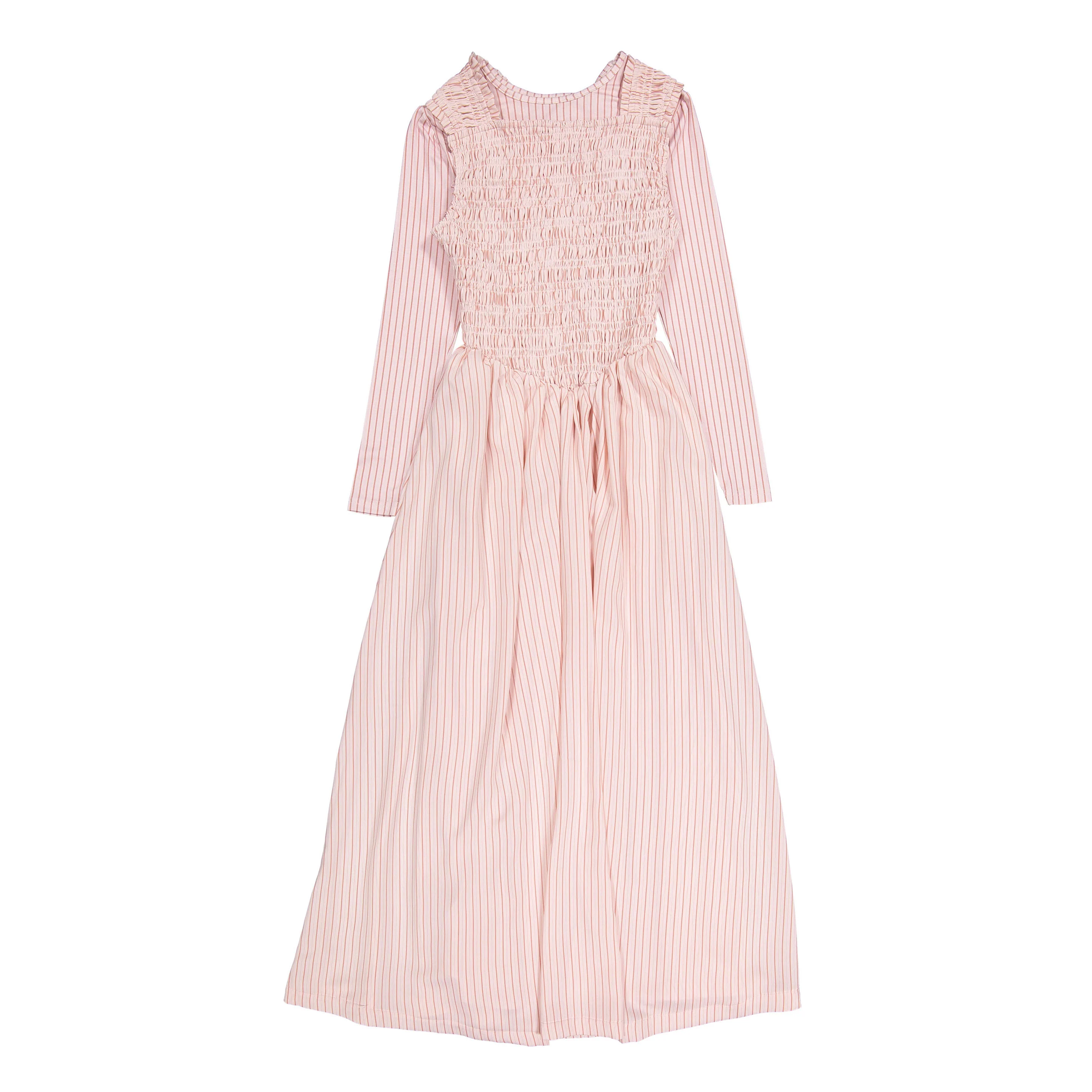 Ava and Lu Pink Striped Smocked Jumper Set