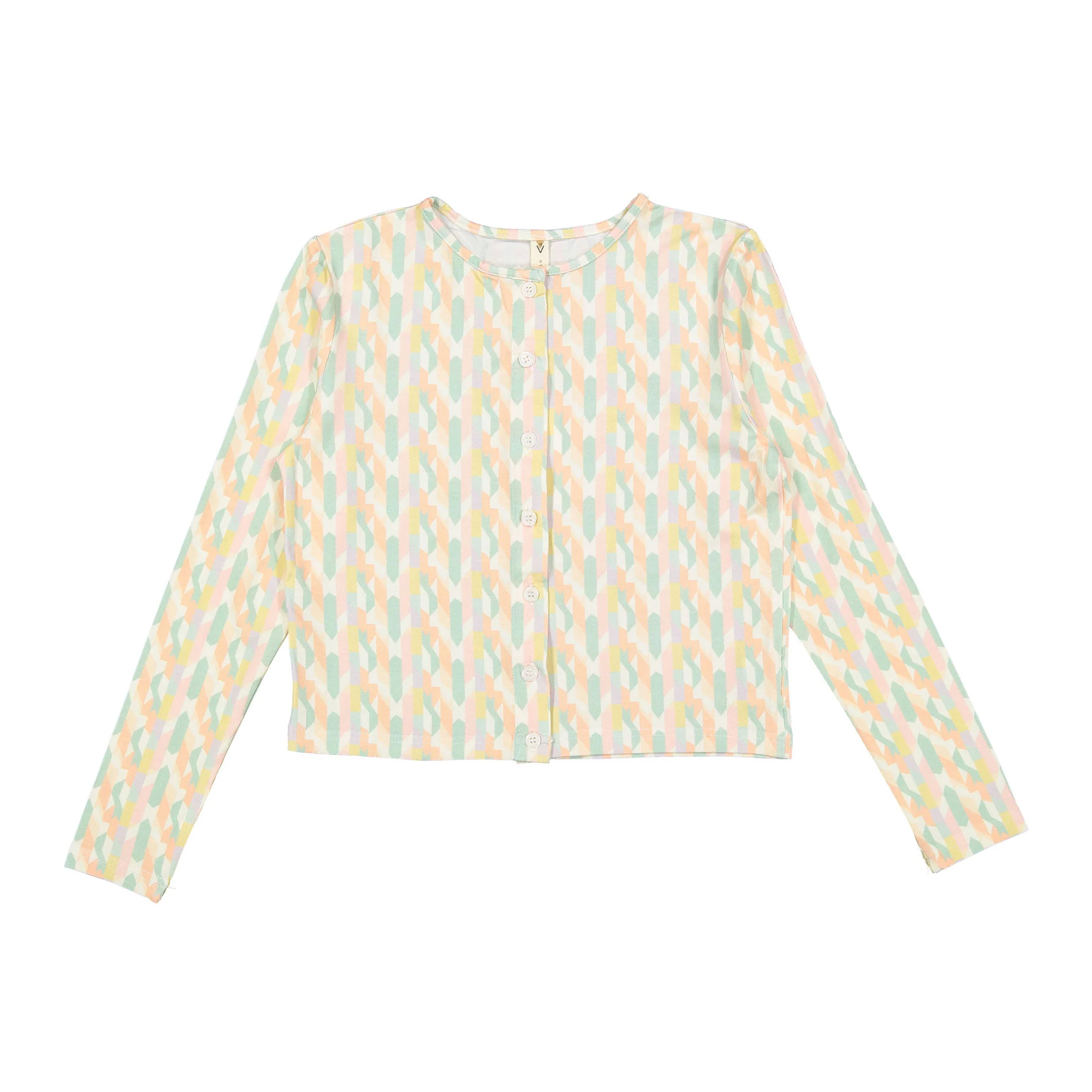 Ava and Lu Pastel Geo Printed Cardigan