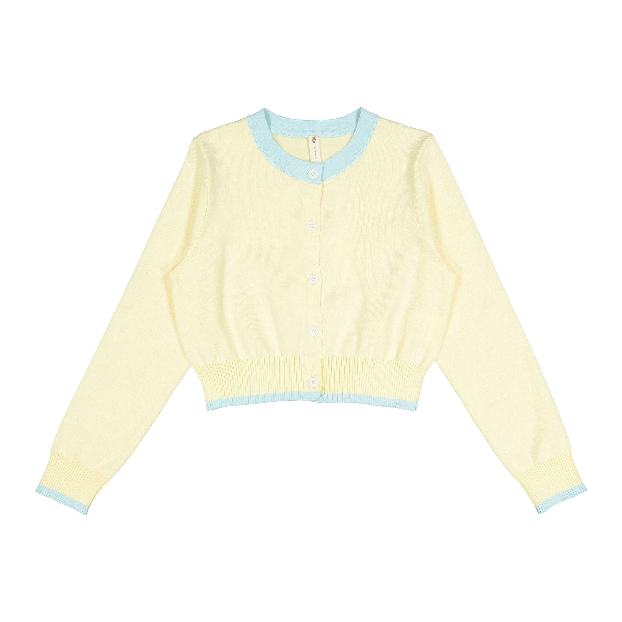Ava and Lu Yellow Button Sweater