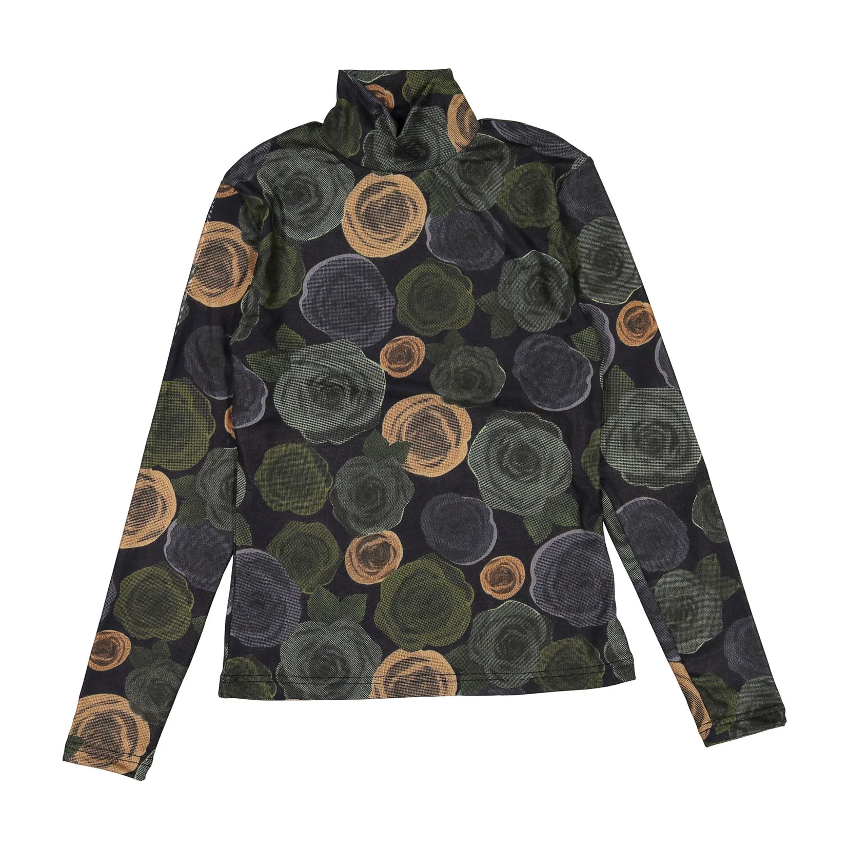 Ava and Lu Roses Mesh Turtleneck