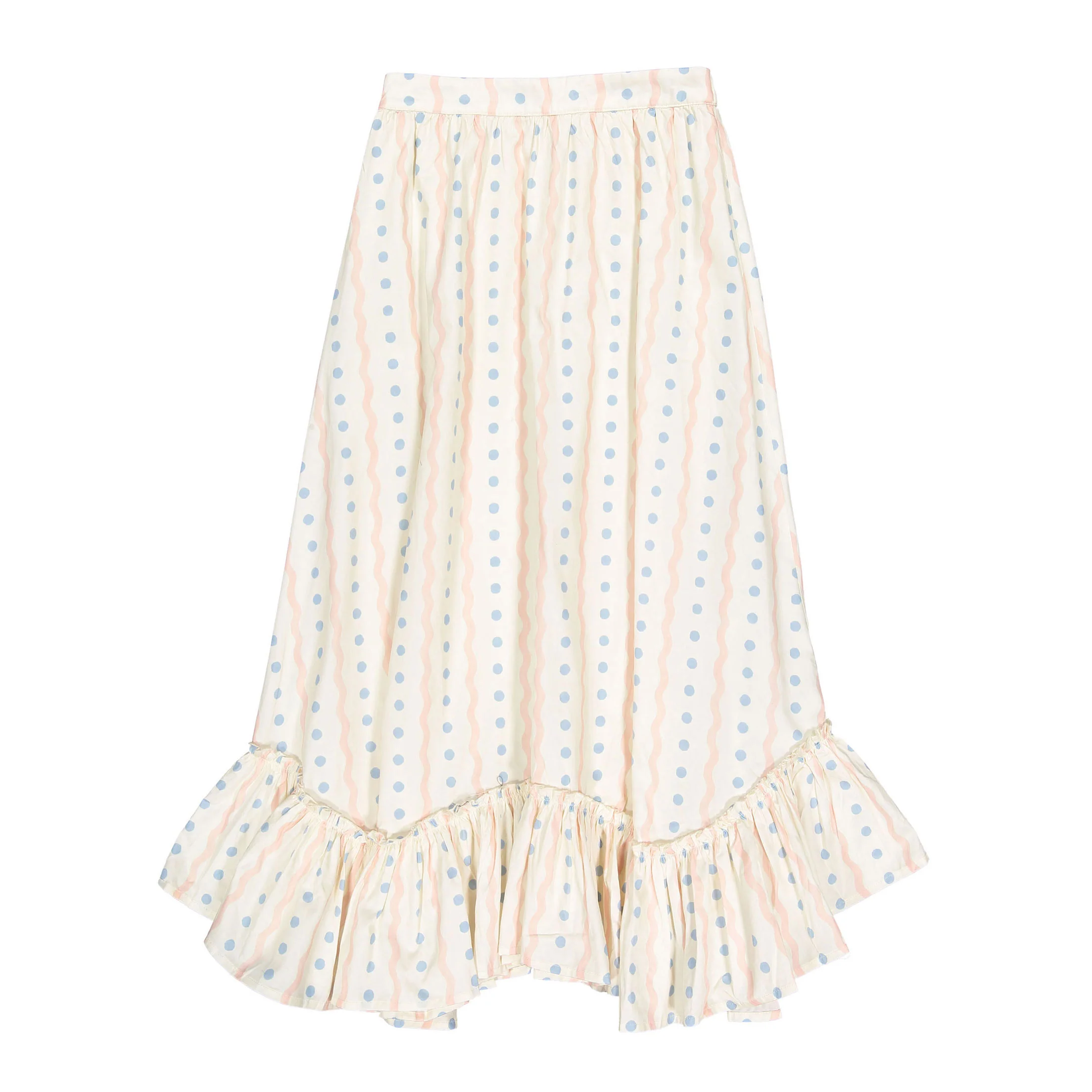 Ava and Lu Cream Polka Dot Striped Skirt