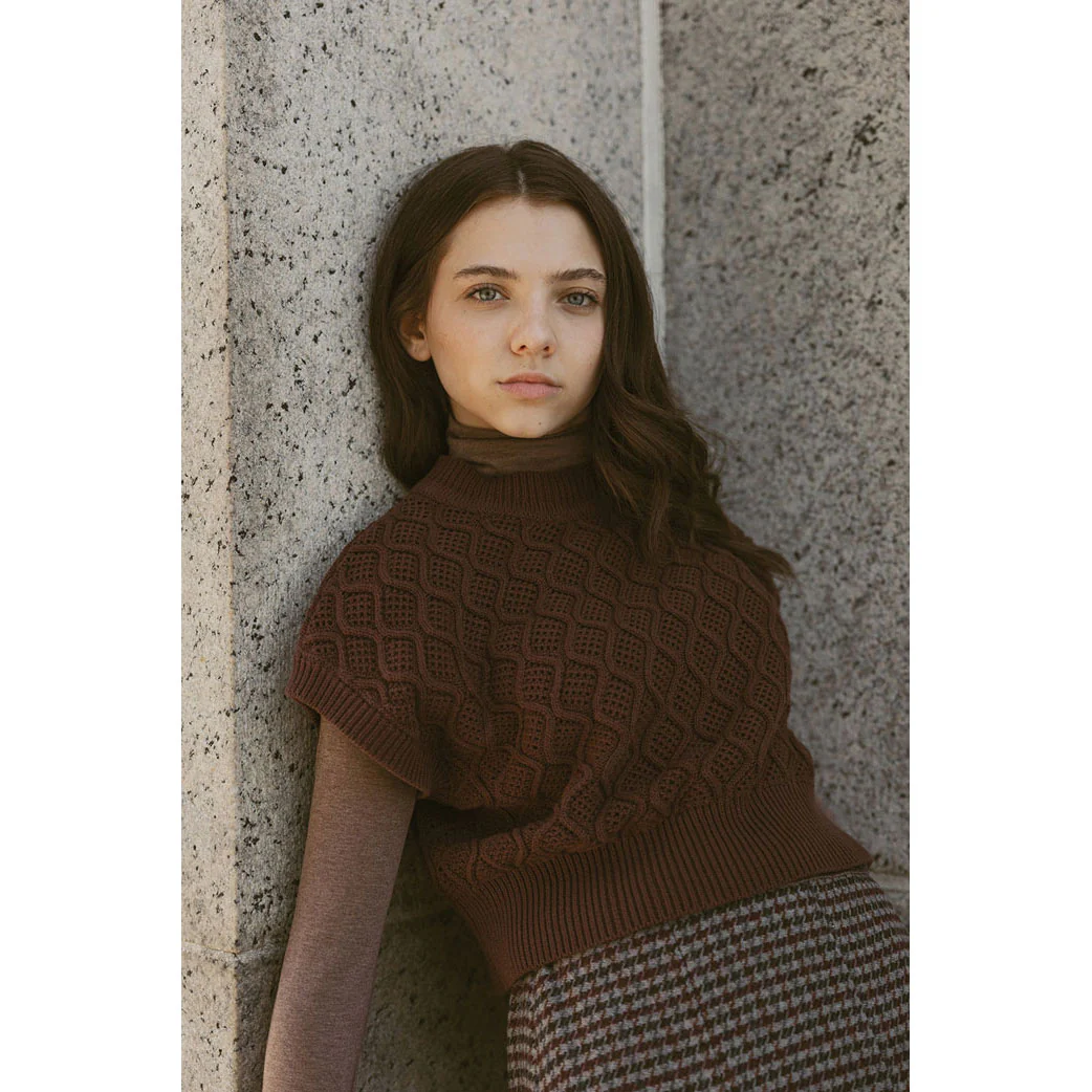 Ava and Lu Taupe Knit Vest - Image 3