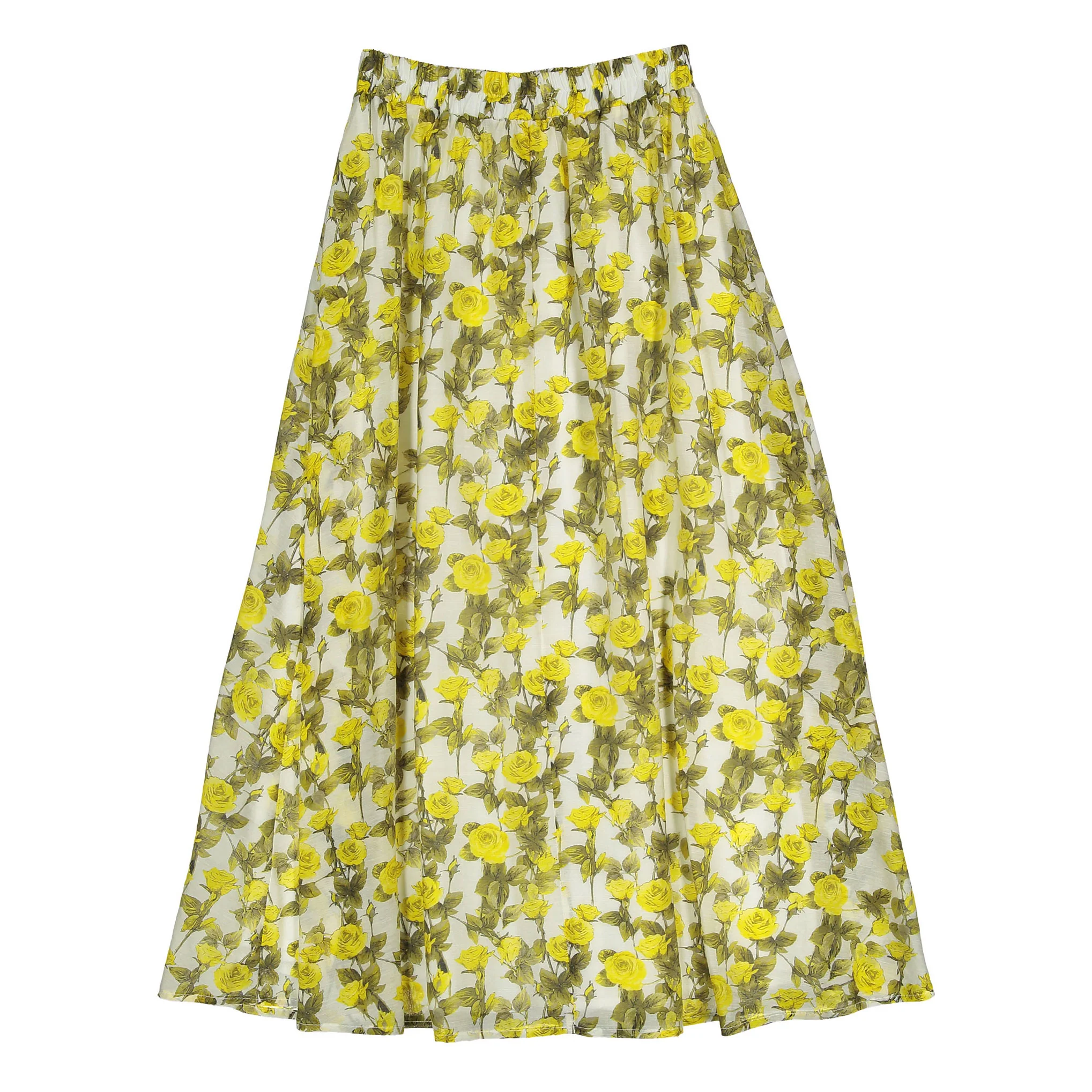 Ava and Lu Yellow Rose Maxi Skirt