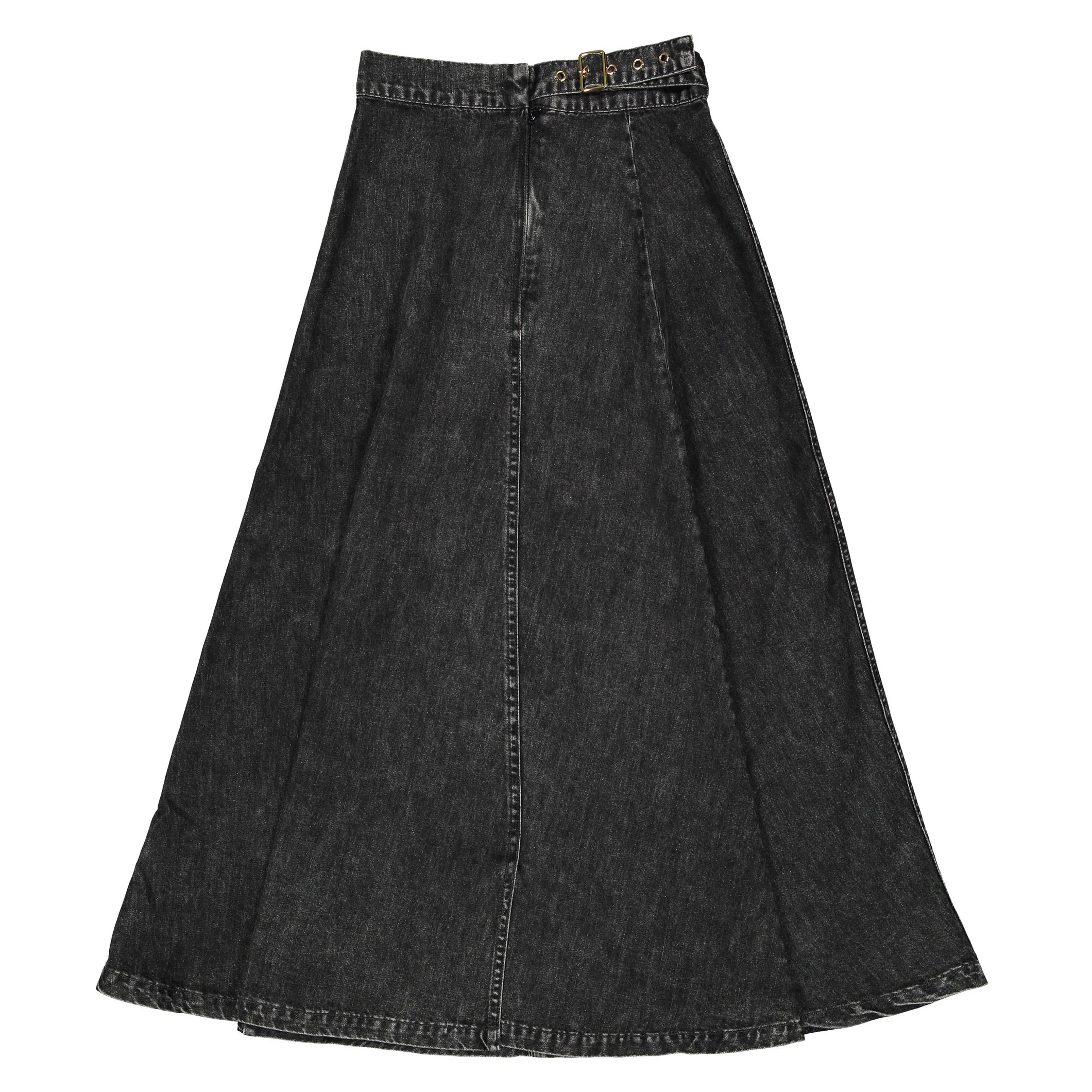 Ava Jeans Black Denim Side Buckle Skirt