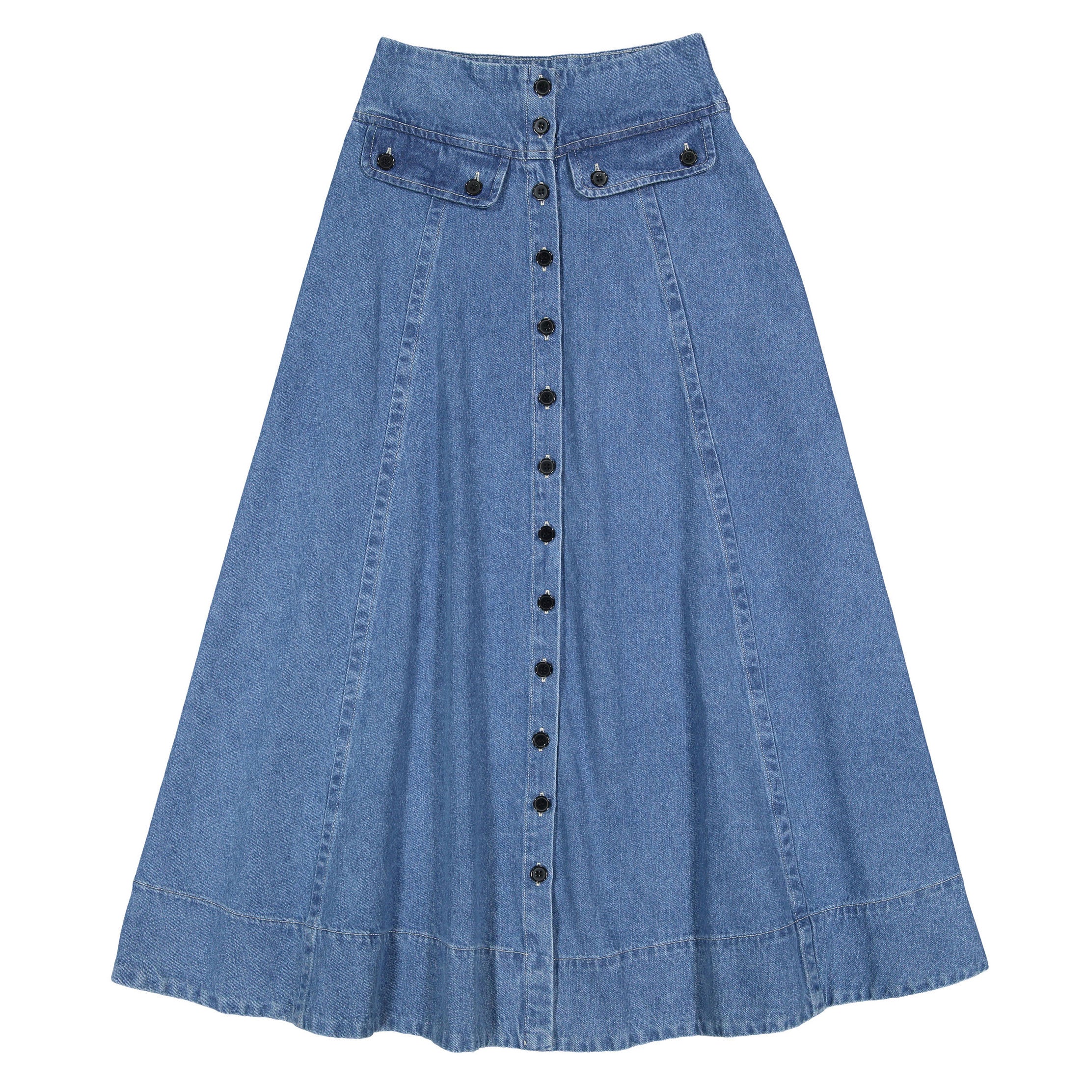 Ava Jeans Blue Denim Button Down Skirt