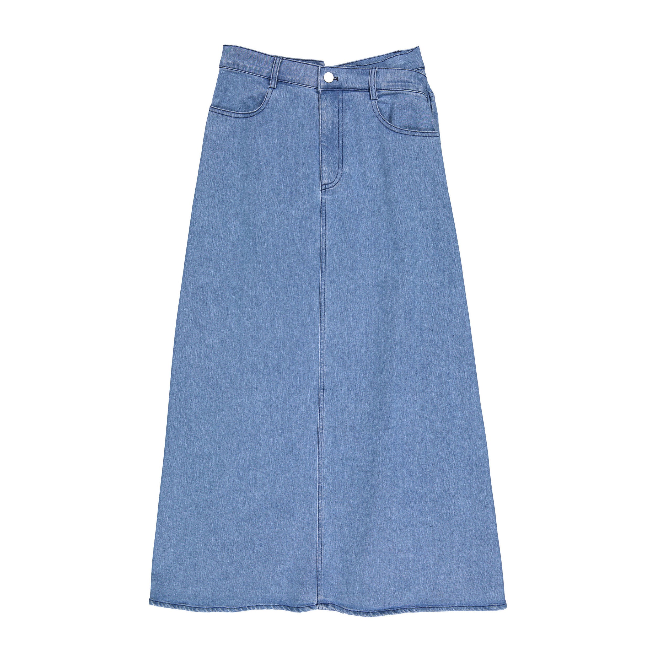 Ava Jeans Light Denim A line Zip Skirt