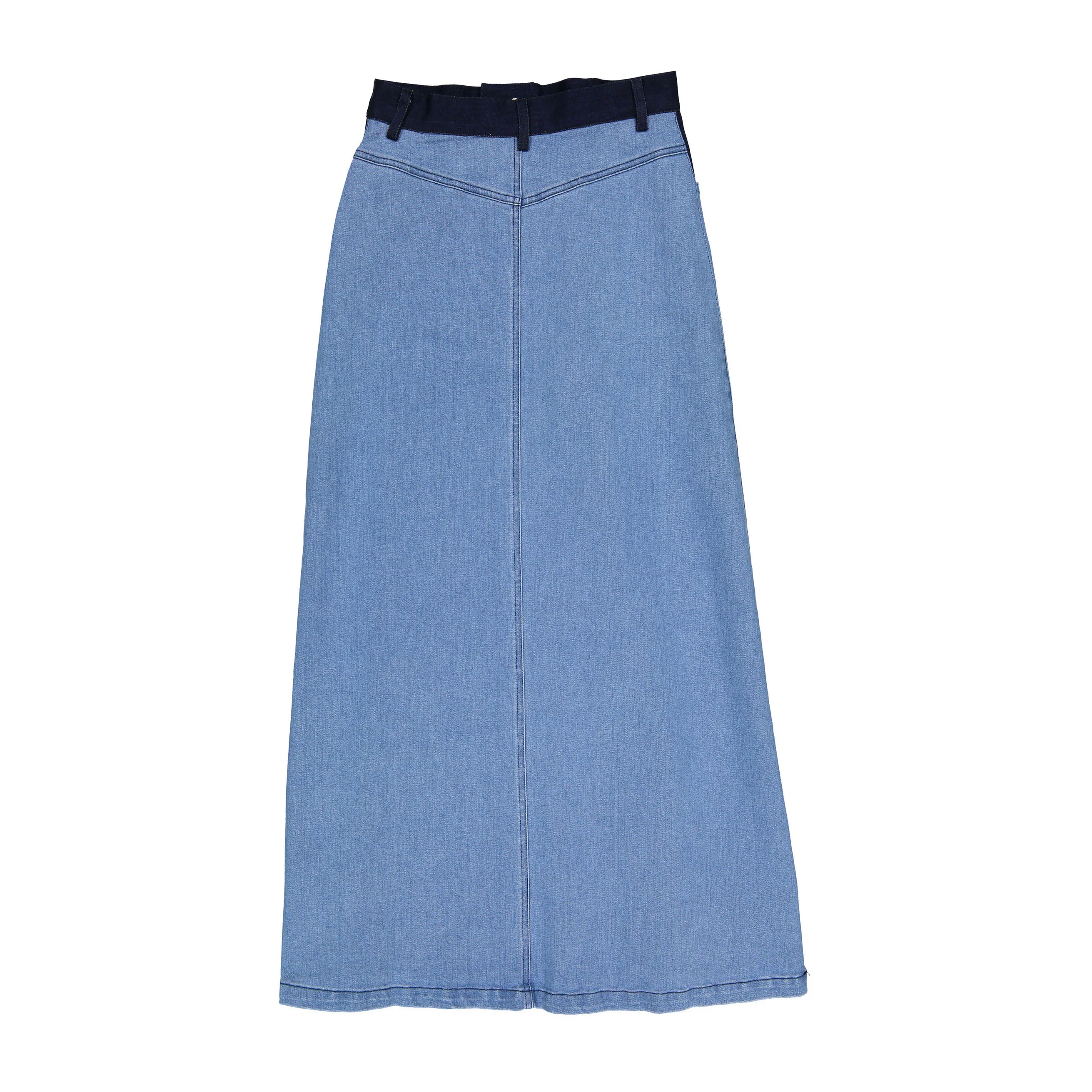 Ava Jeans Navy Denim Waisted Skirt - Image 2