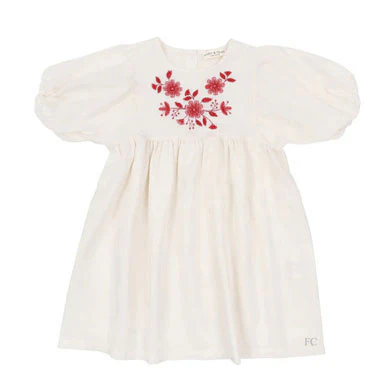 Babe and Tess Natural Red Embroidery Ada Dress