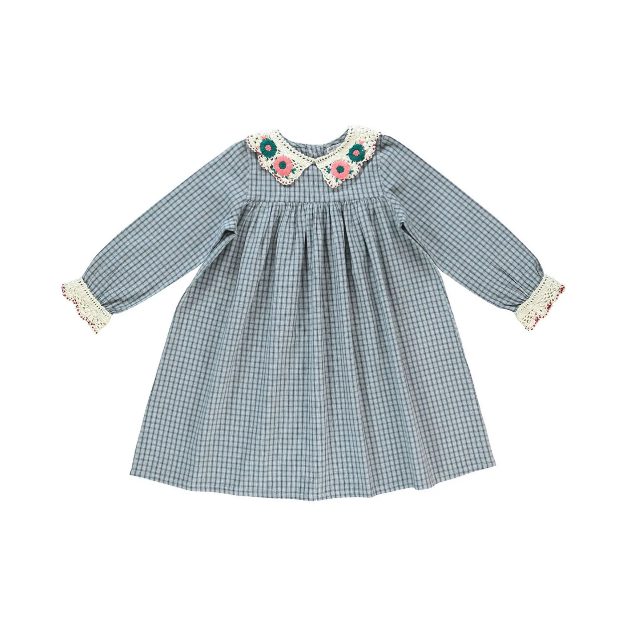 Bebe Organic Blue Check Rhea Dress