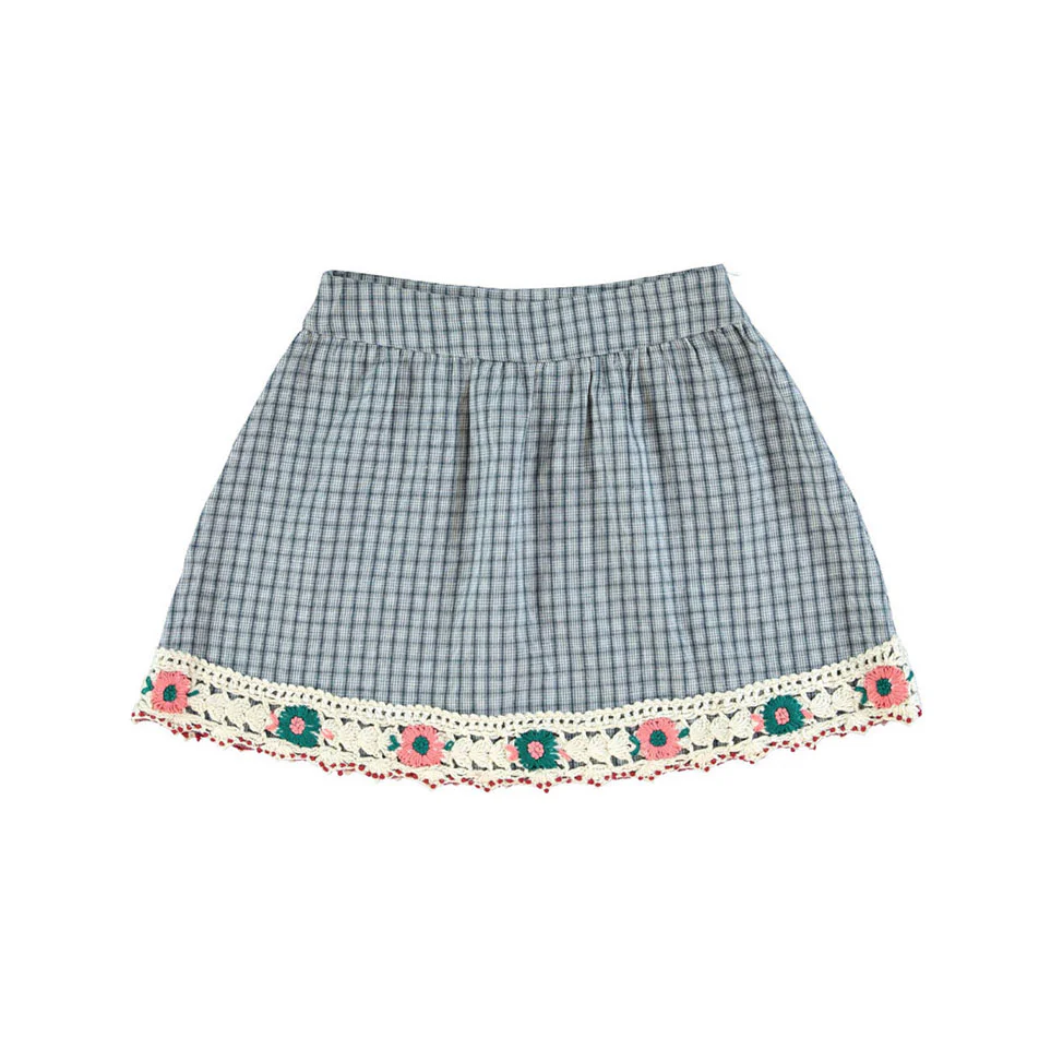 Bebe Organic Blue Check Rhea Skirt