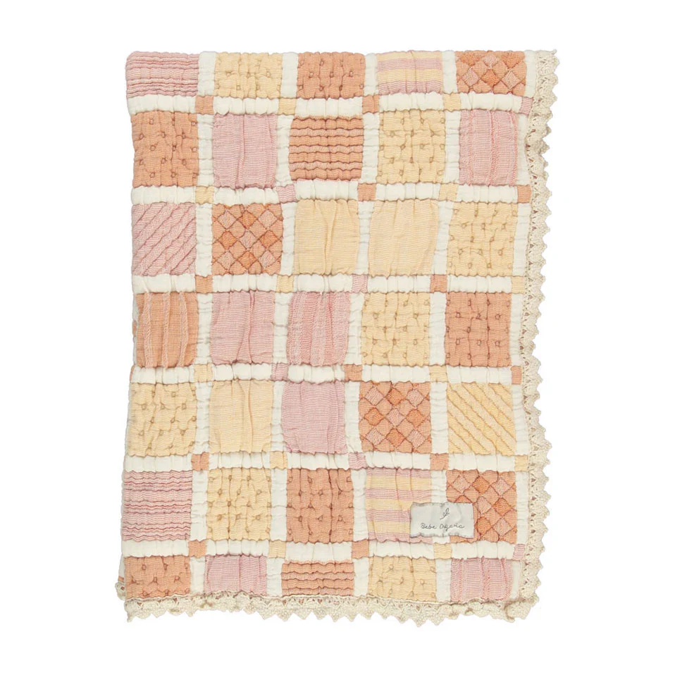 Bebe Organic Dusty Rose Patchwork Mai Blanket