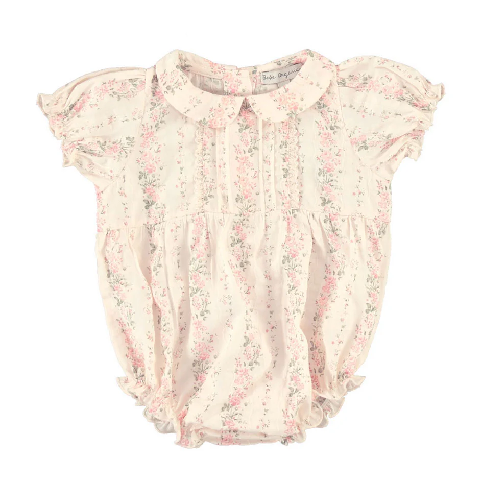 Bebe Organic Floral Stripes Irene Romper