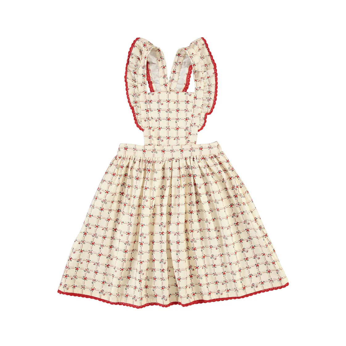 Bebe Organic Geometric Roses Lissy Apron Dress