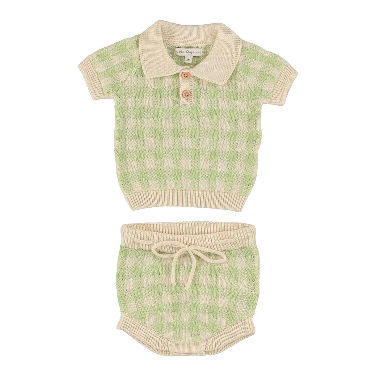 Bebe Organic Gingham Knit June Baby Set