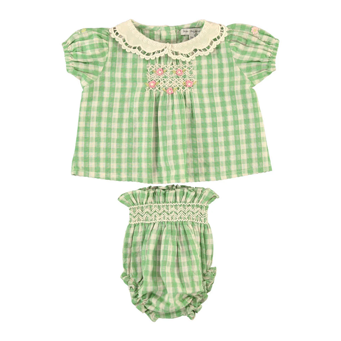 Bebe Organic Green Gingham Tilia Baby Set