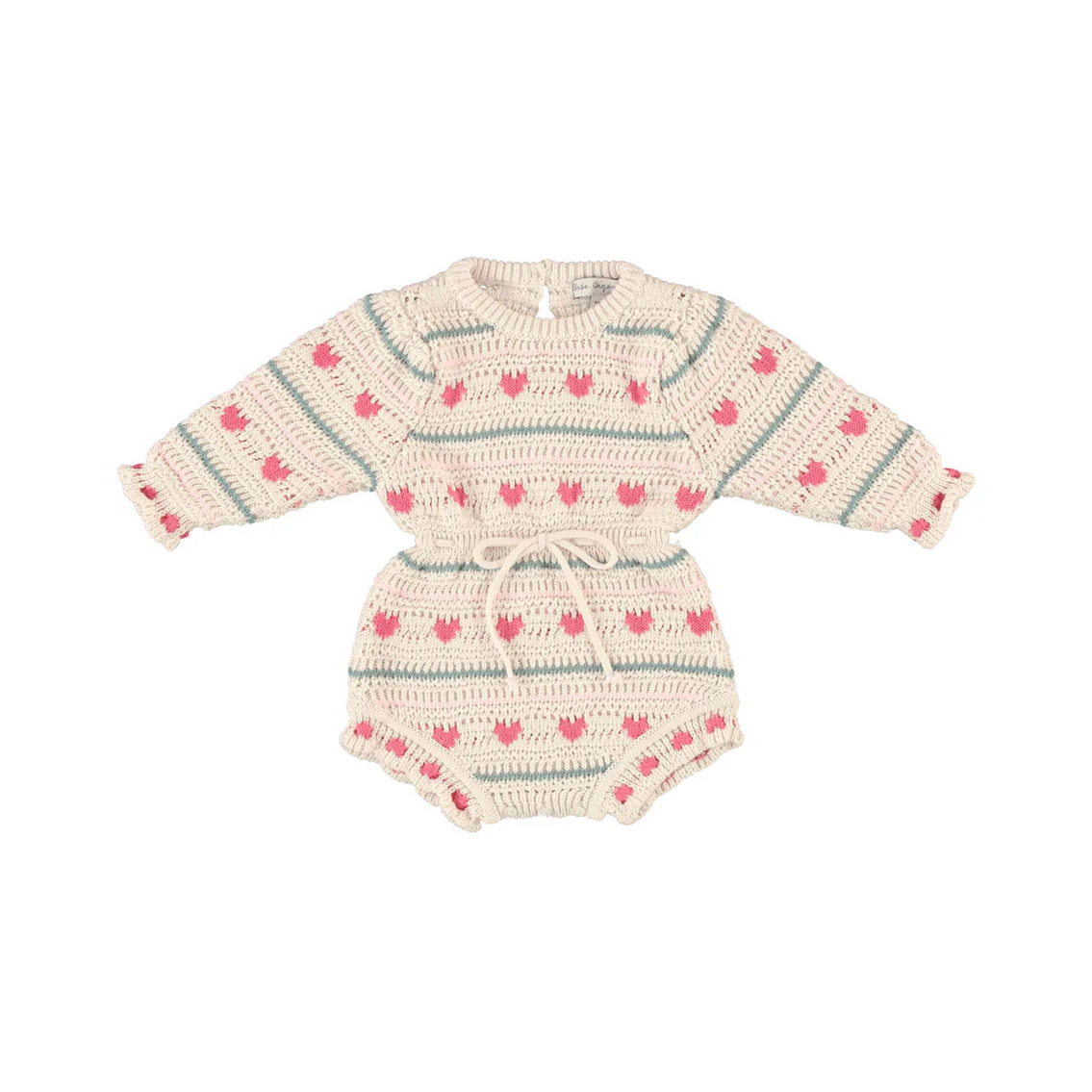 Bebe Organic Heart Knit Josie Romper