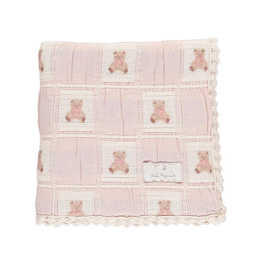 Bebe Organic Mauve Pink Teddy Bear Blanket