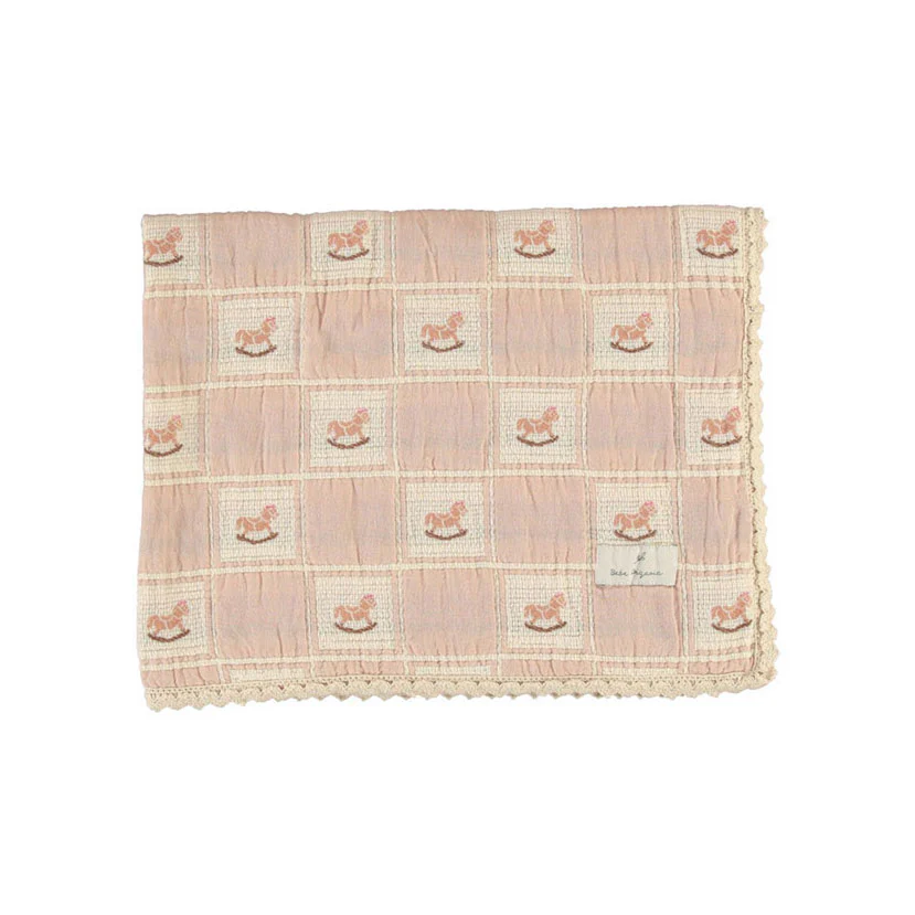 Bebe Organic Mauve Rocking Horse Patchwork Blanket