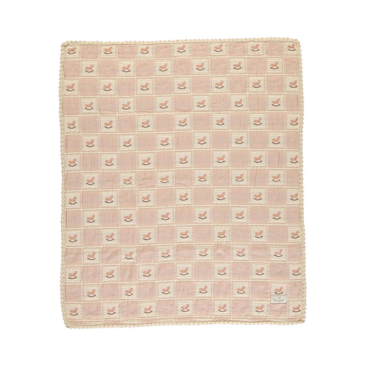 Bebe Organic Mauve Rocking Horse Patchwork Blanket - Image 2