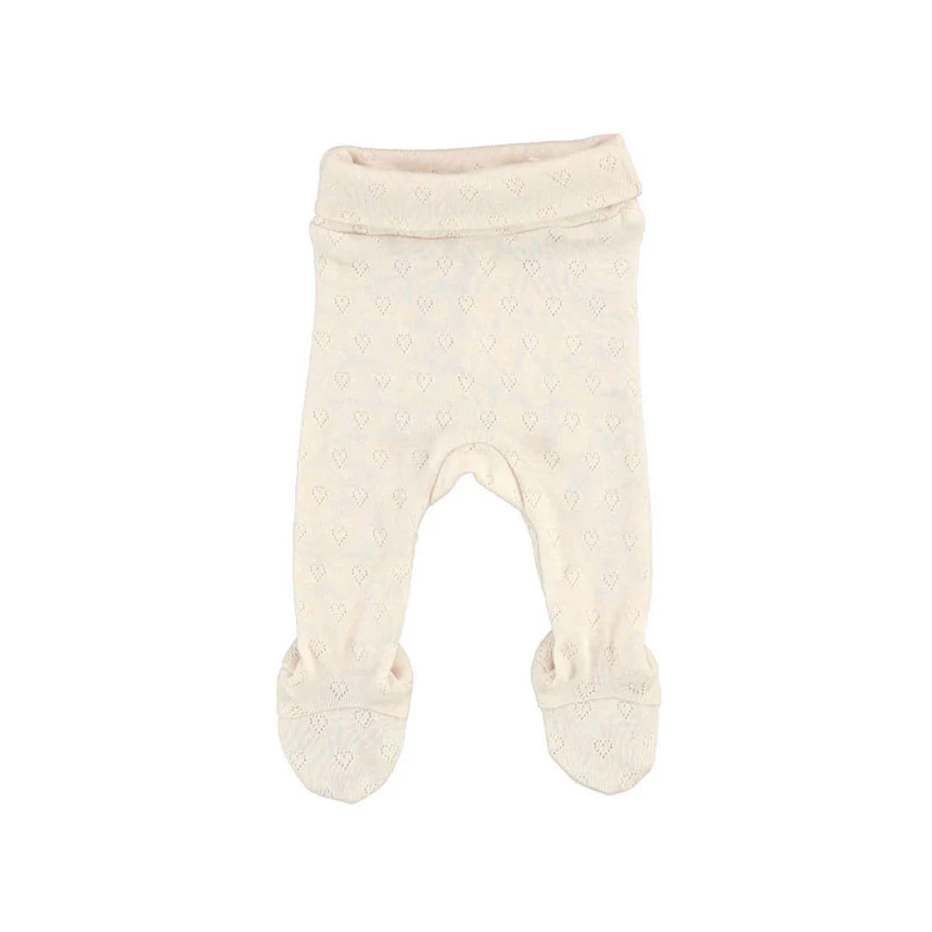 Bebe Organic Natural Heart Pointelle  Bebe Heart Footed Legging - Image 2