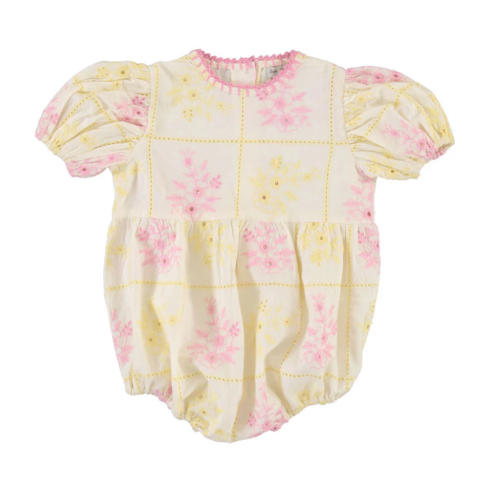 Bebe Organic Patchwork Embroidery Alba Romper