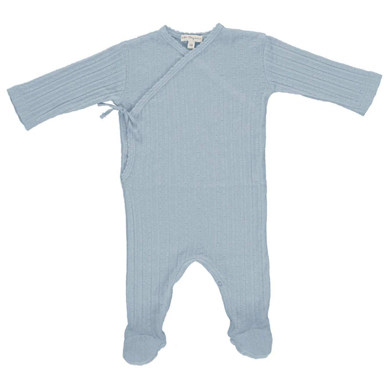 Bebe Organic Sky Blue Pointelle Bebe Wrap Overall