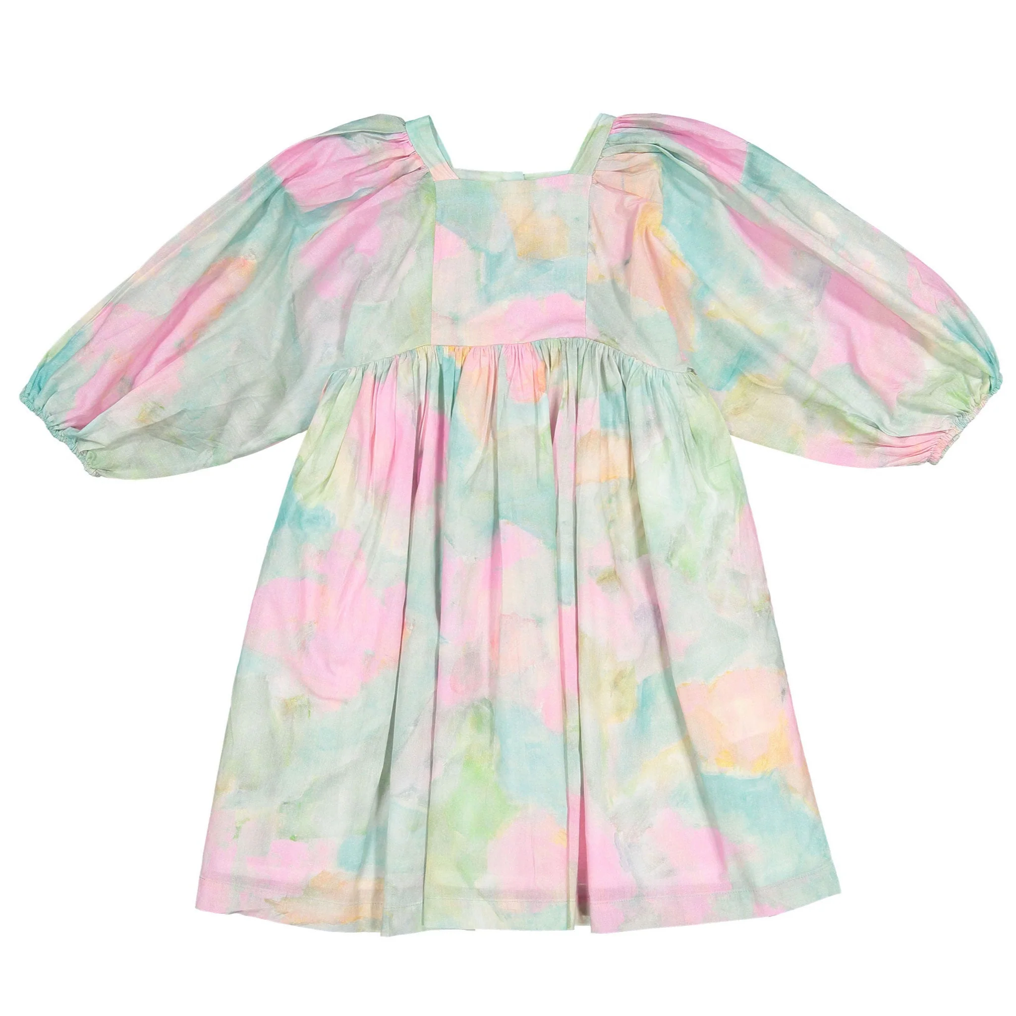 Bebe Organic Watercolor Violetta 3/4 Sleeves Dress