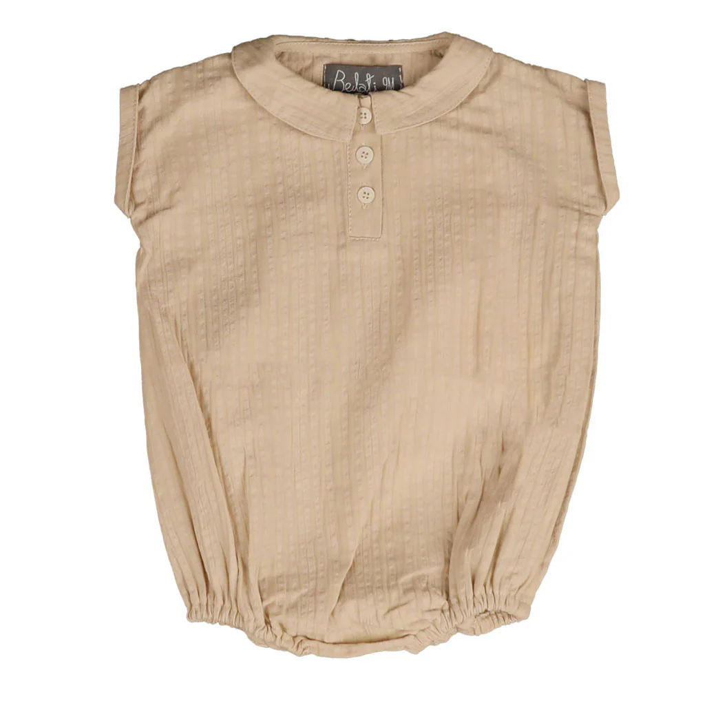 Belati Beige Boxy Collared Romper
