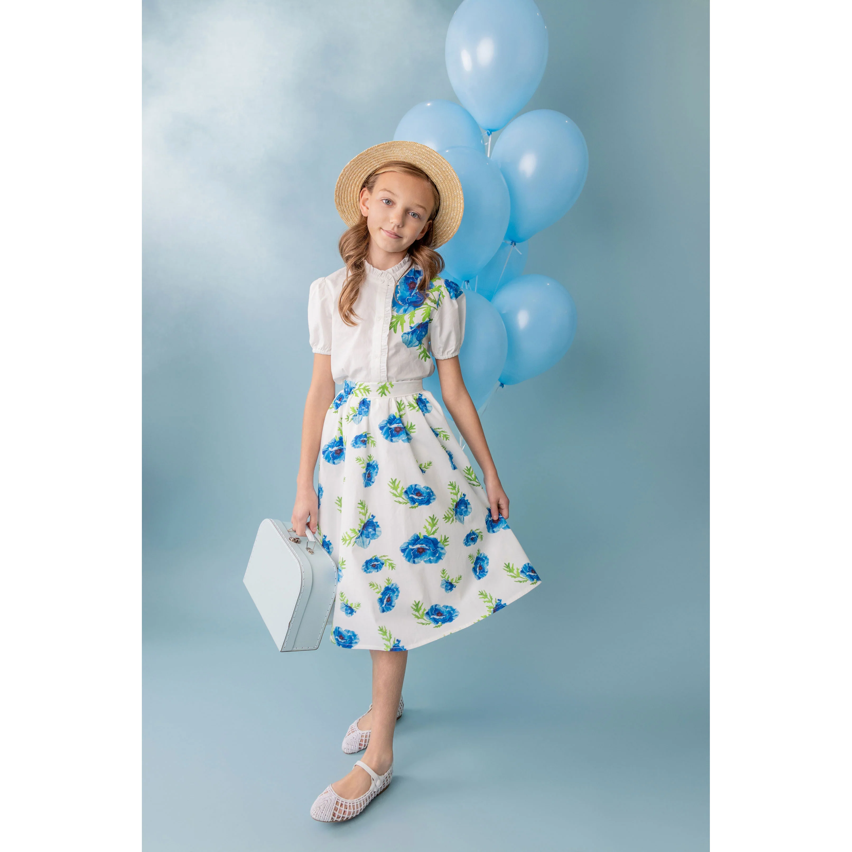 Belati Blue Flower Print Skirt Set - Image 2
