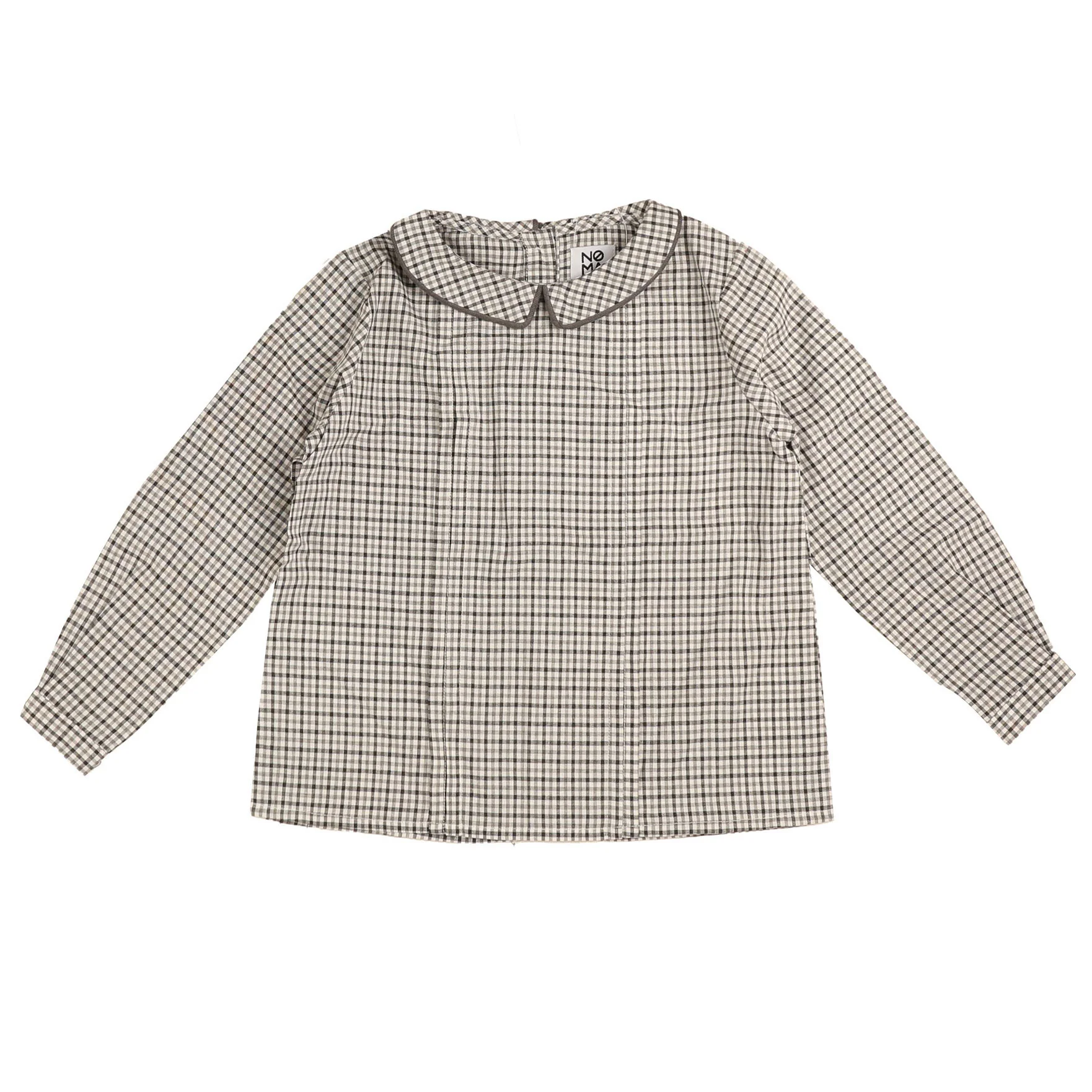 Belati Charcoal Plaid Peter Pan Neck Shirt