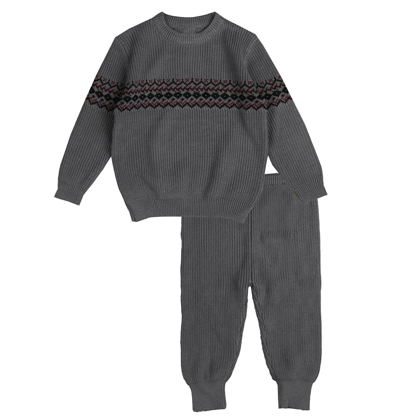Belati Dusty Blue Intarsia Knit Baby Set