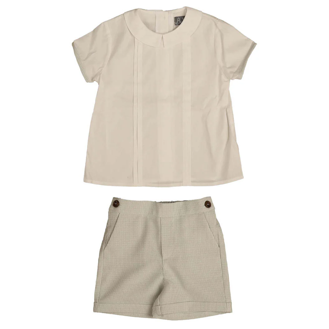 Belati Green Contrast Trim Shirt Set