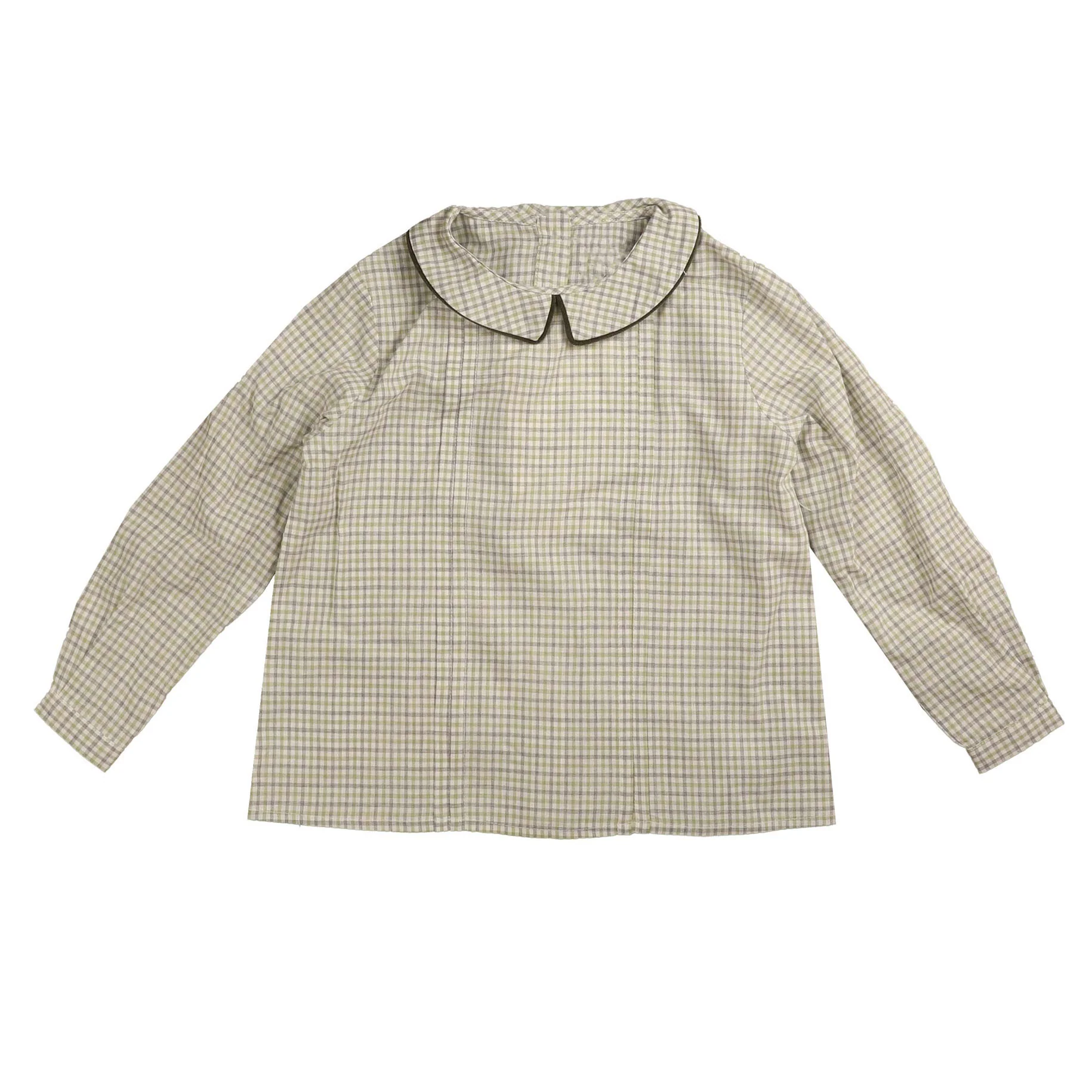 Belati Green Plaid Peter Pan Neck Shirt