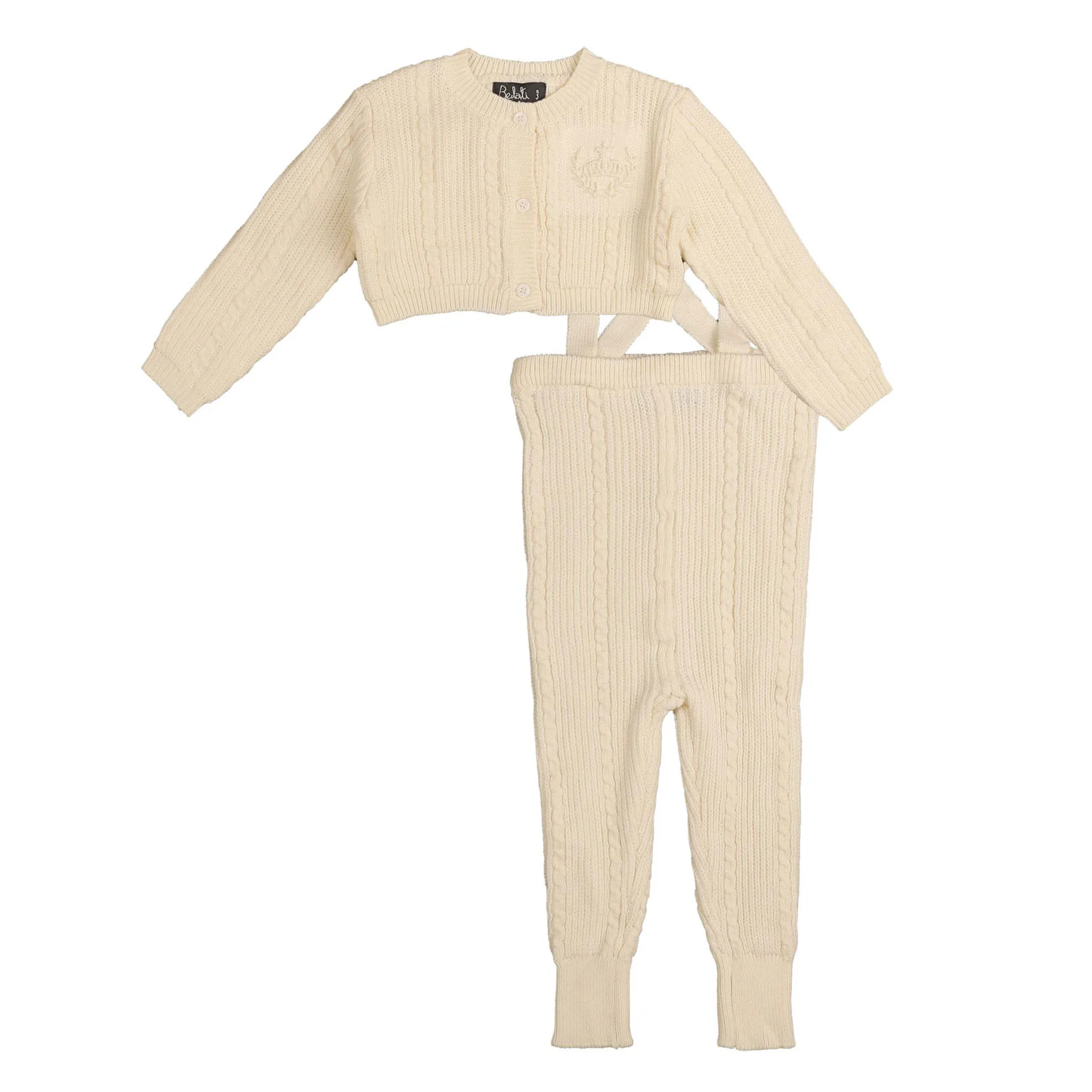 Belati Ivory Baby Overall With Cable Cardigan