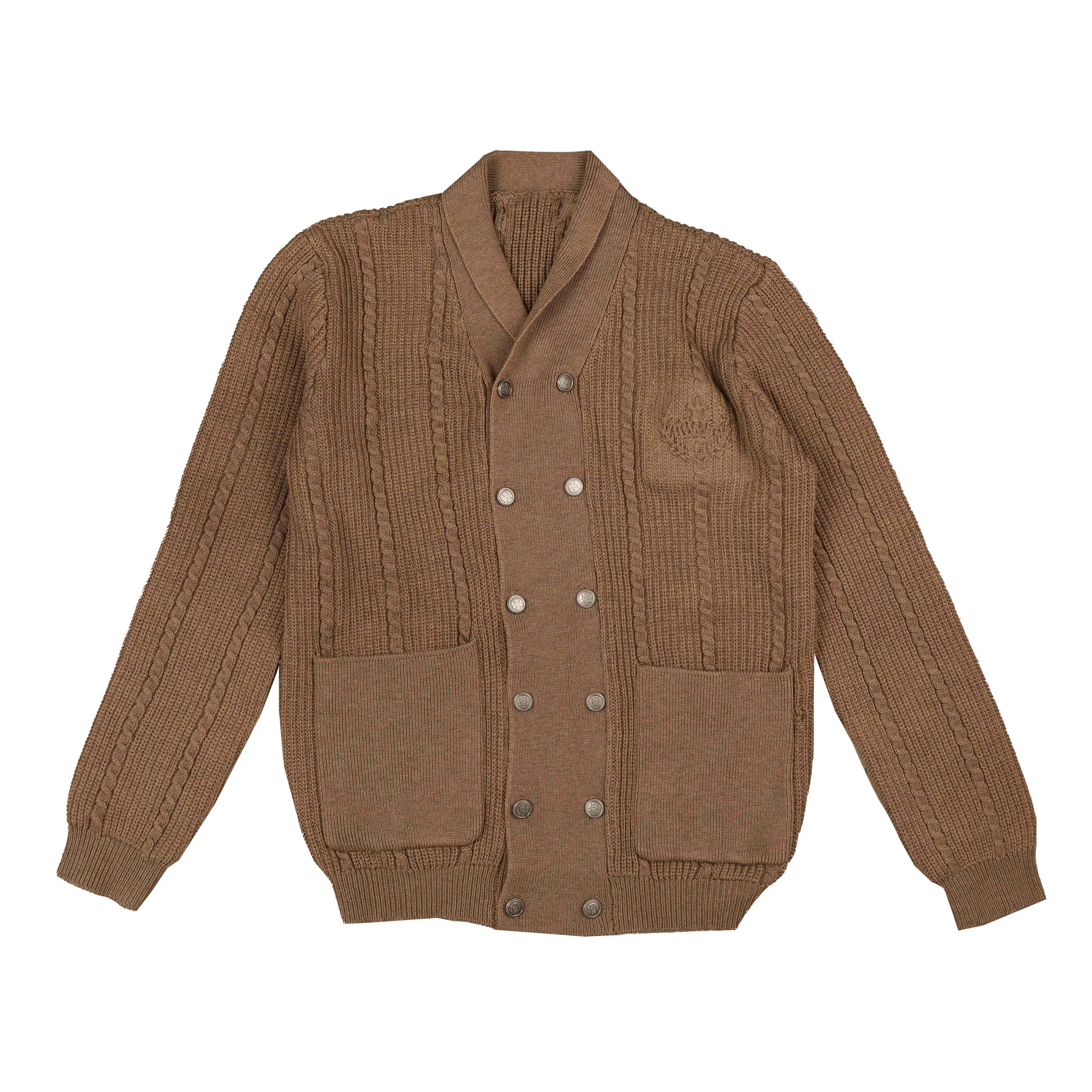 Belati Mocha Double Breasted Cable Cardigan