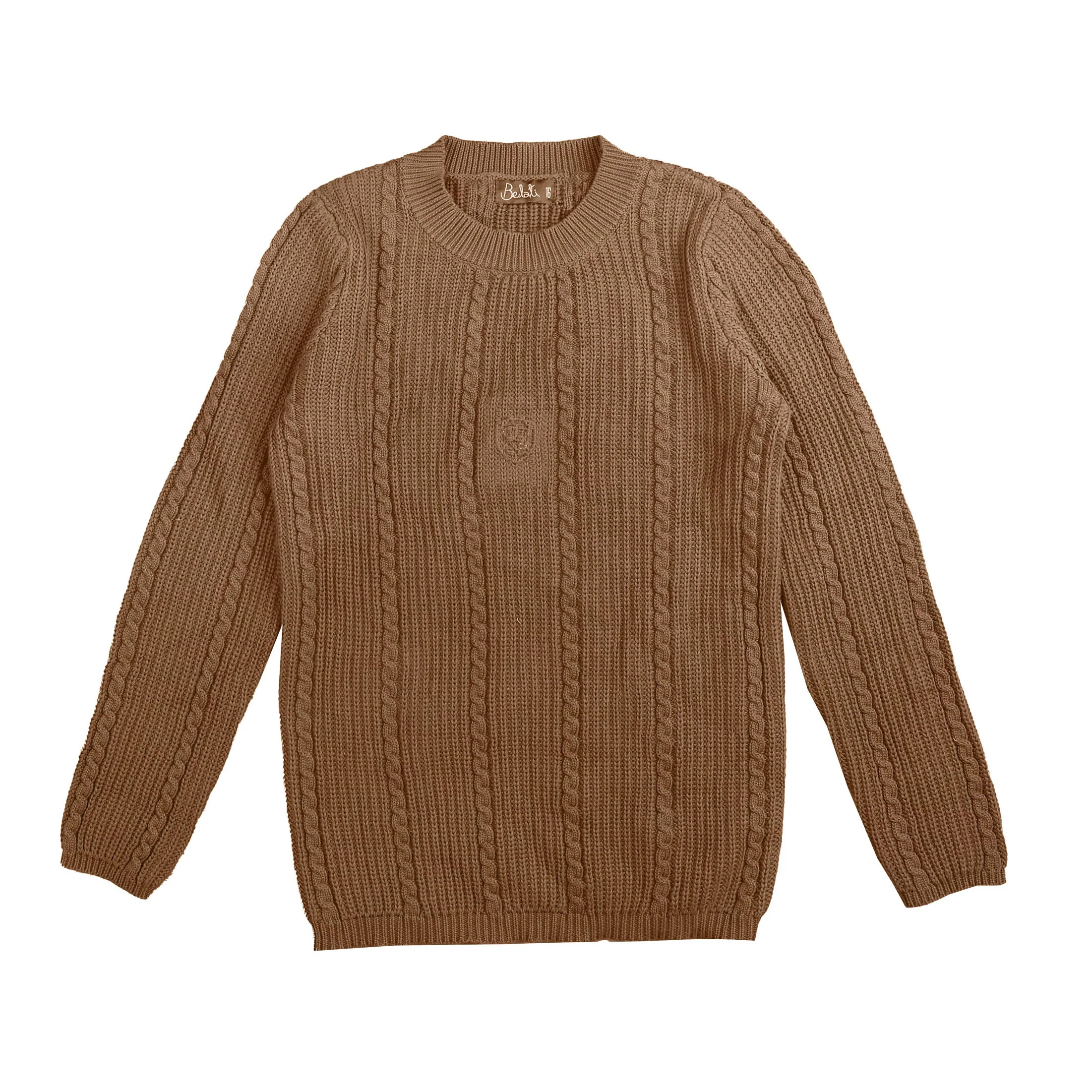 Belati Mocha Mock Neck Cable Knit