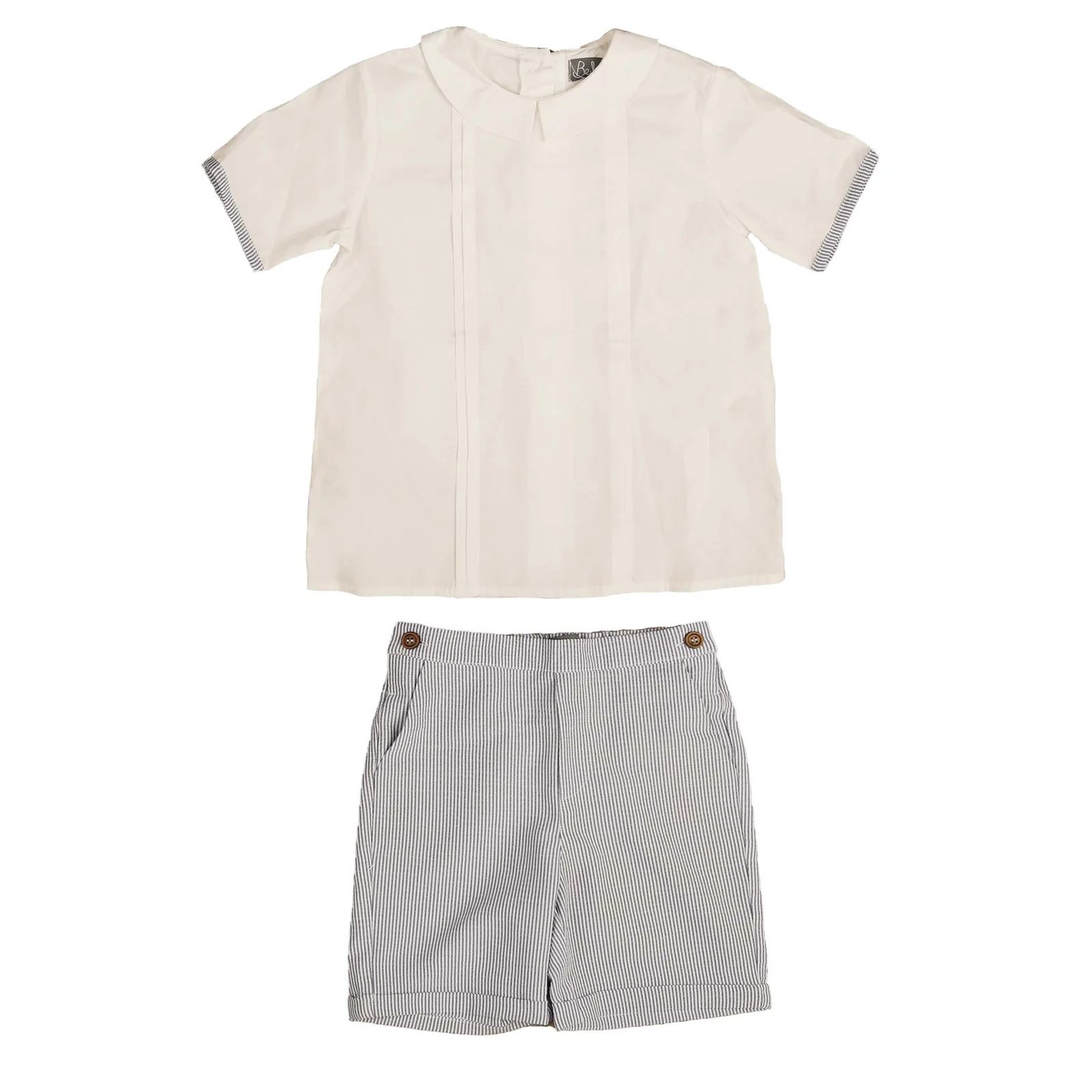 Belati Navy Contrast Trim Shirt Set