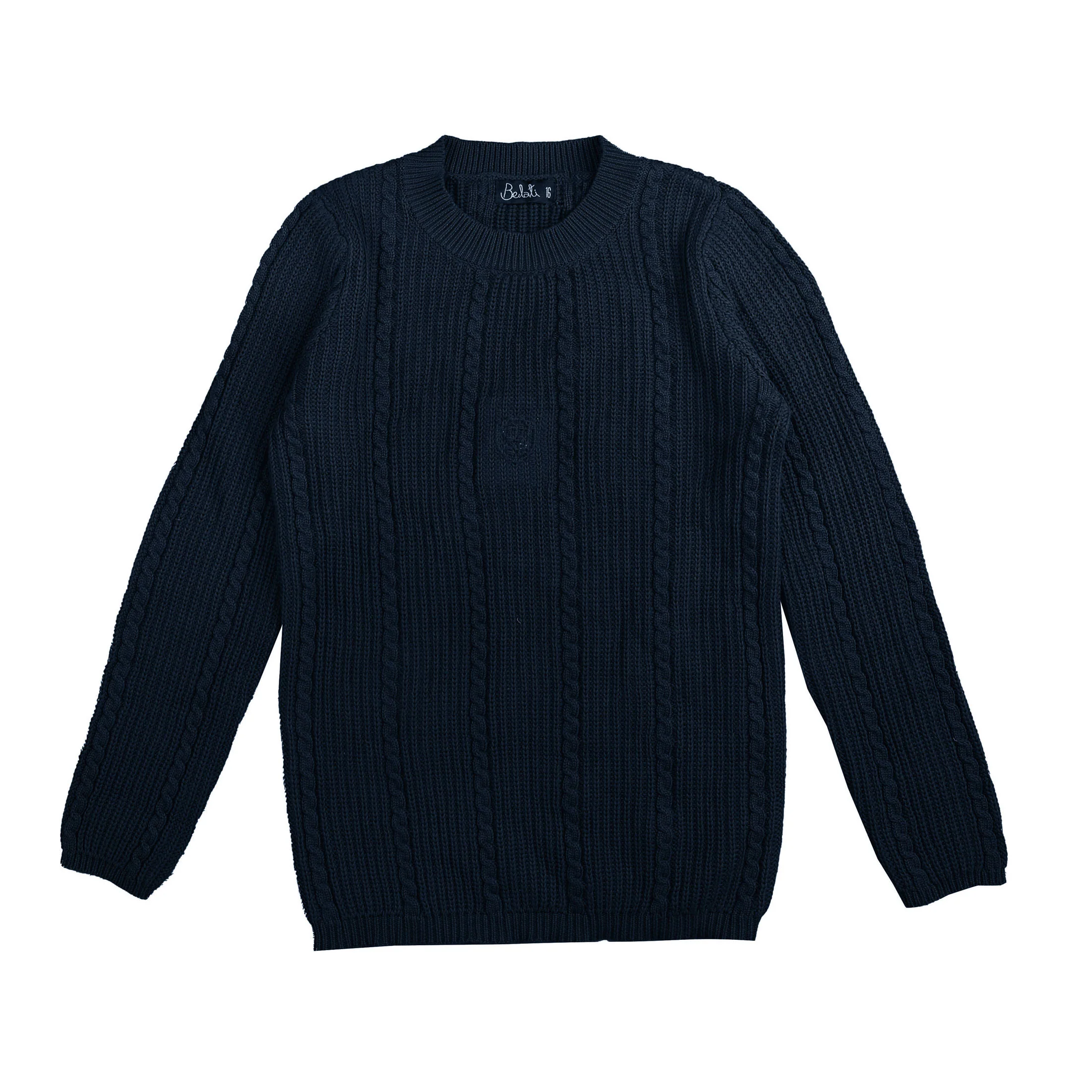 Belati Navy Mock Neck Cable Knit