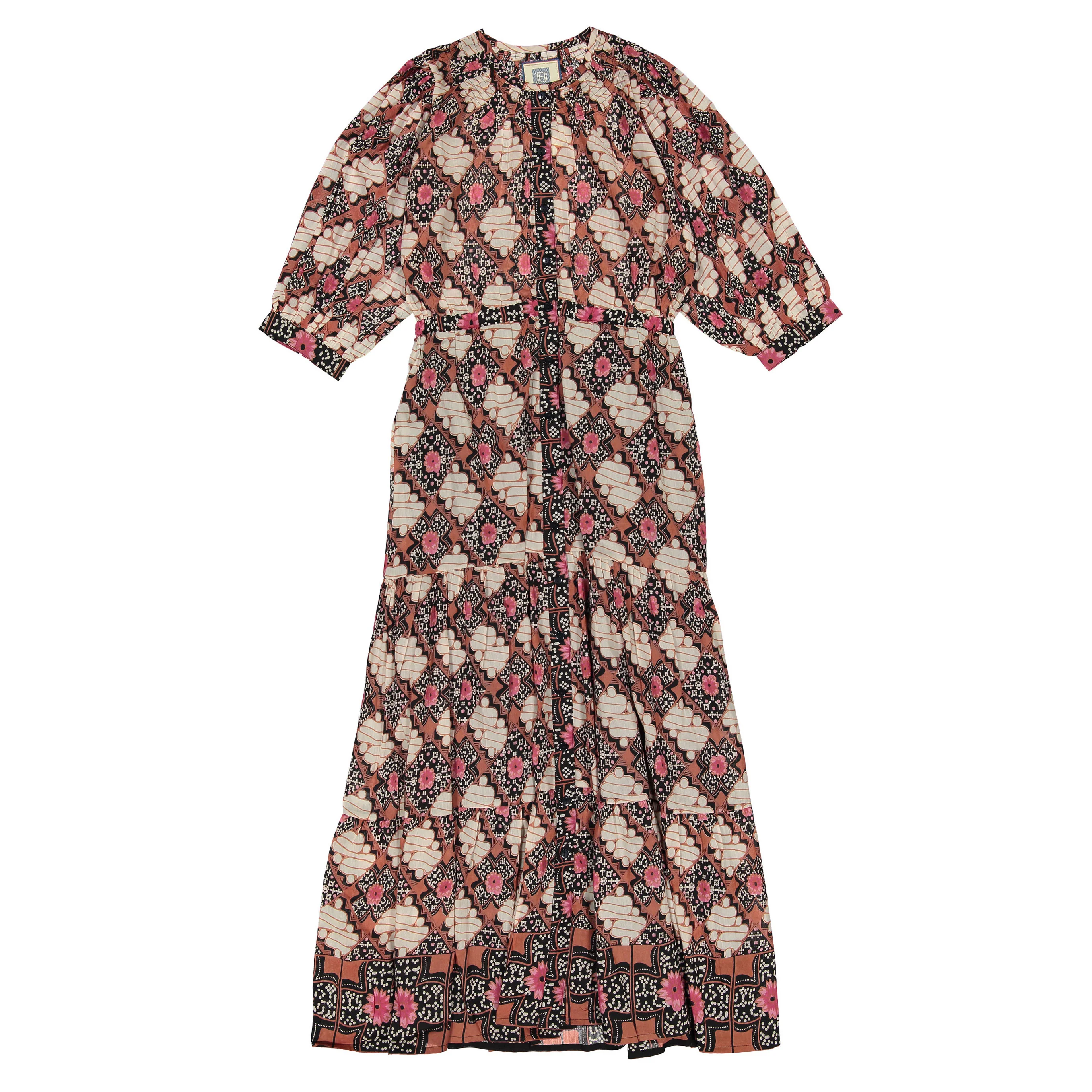 Bell Black/Pink Print Rosie Maxi Dress