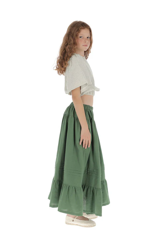 Belle Chiara Cactus Cotton Long Ruffle Skirt - Image 2